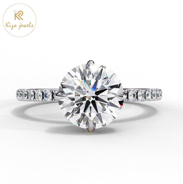 2.66 TDW Round Cut women's Diamond Halo Ring