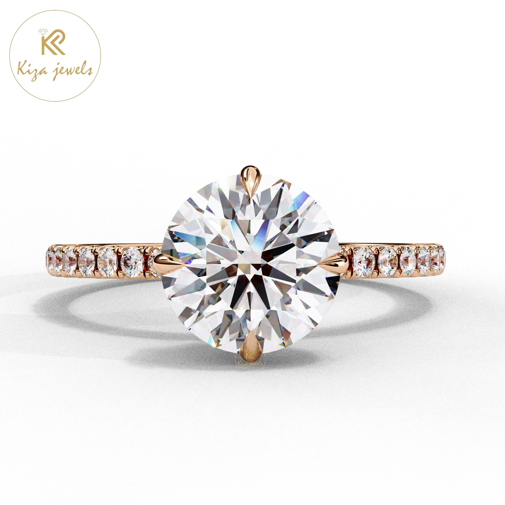 2.66 TDW Round Cut women's Diamond Halo Ring