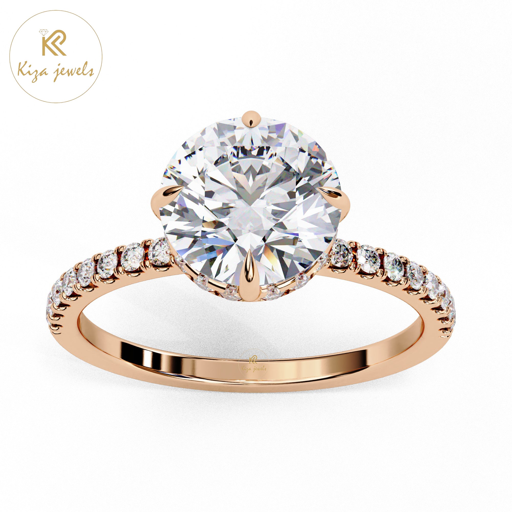 2.66 TDW Round Cut women's Diamond Halo Ring