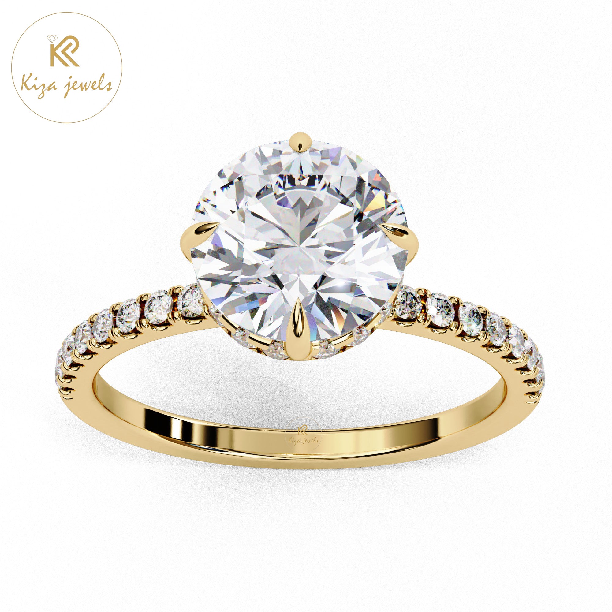 2.66 TDW Round Cut women's Diamond Halo Ring