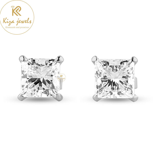 1.35 TDW Princess Cut Diamond Stud Earring