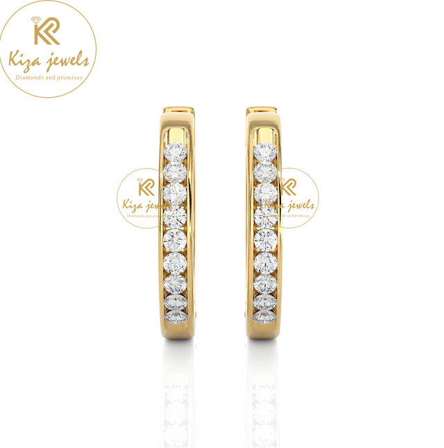 0.52 TDW Round Cut Women's Diamond Hoop Earring