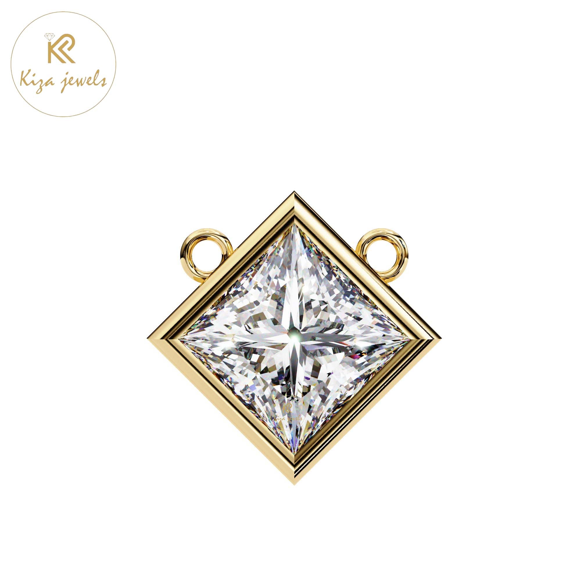 2.01 TDW Princess Cut Diamond Solitaire Pendant With Chain