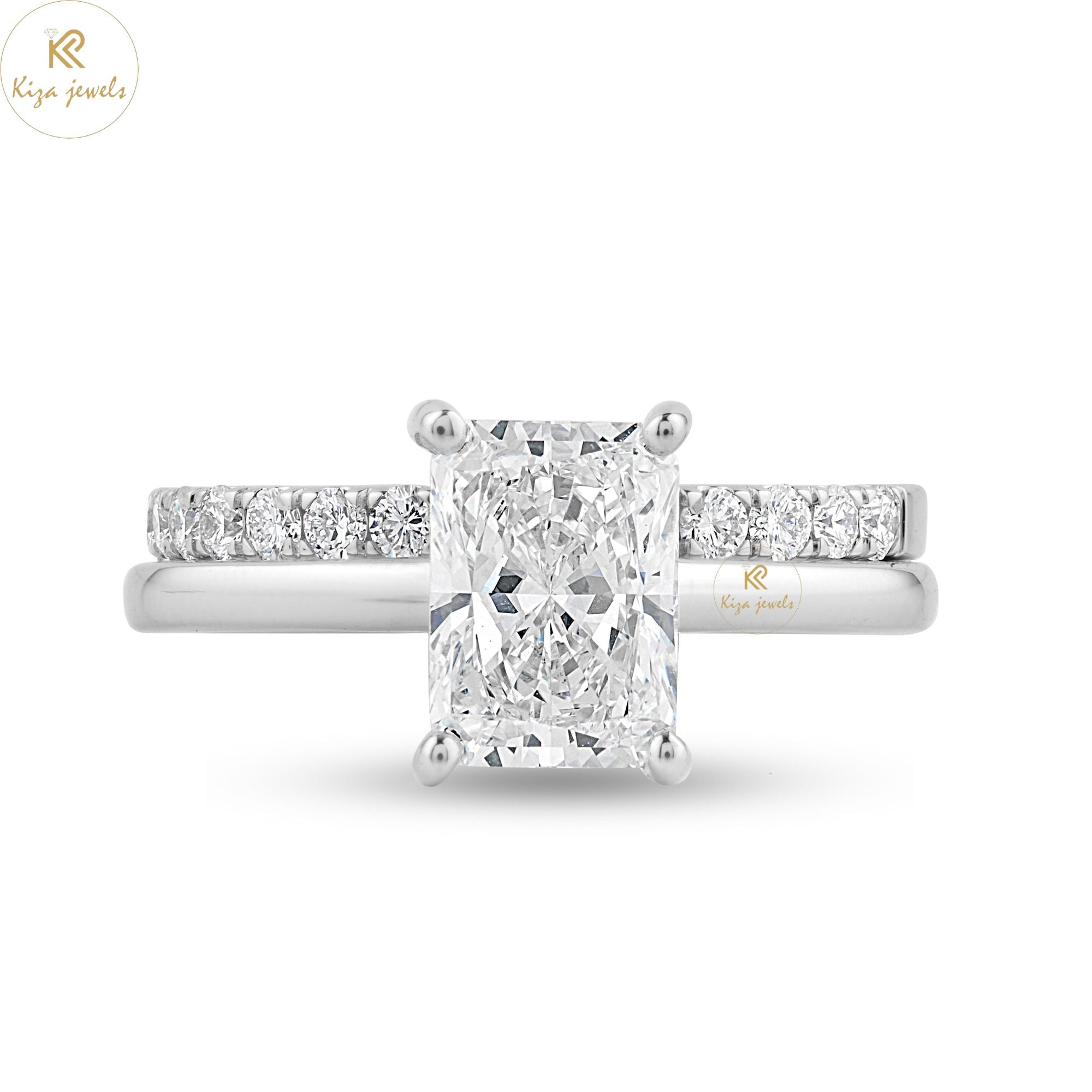 1.70 TDW Radiant & Round Diamond Cut Ring With band