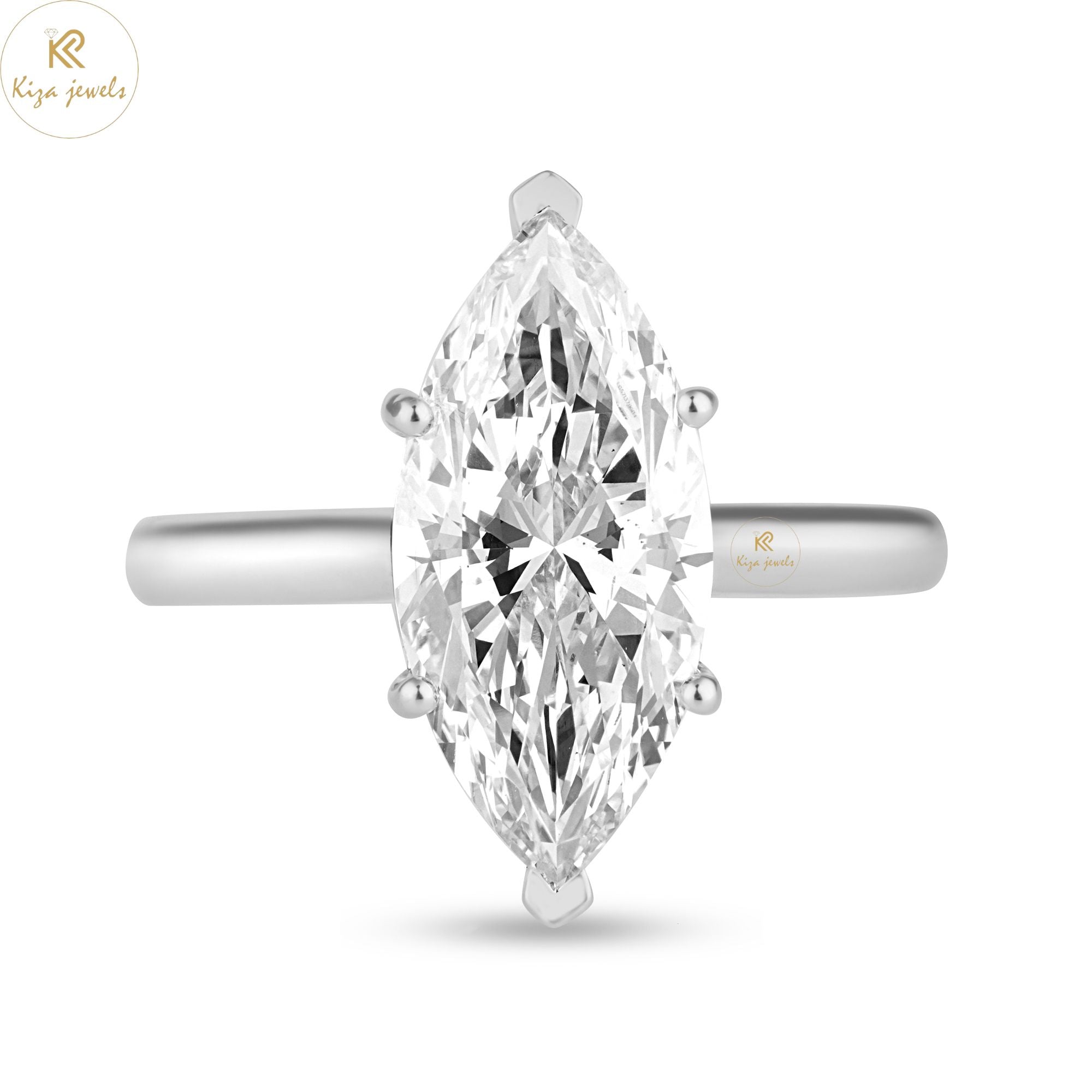 3.08 TDW Marquise Cut Diamond Women's Solitaire Ring