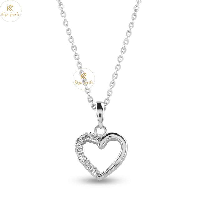 0.014 TDW Round Cut Diamond Heart Pendant With Chain