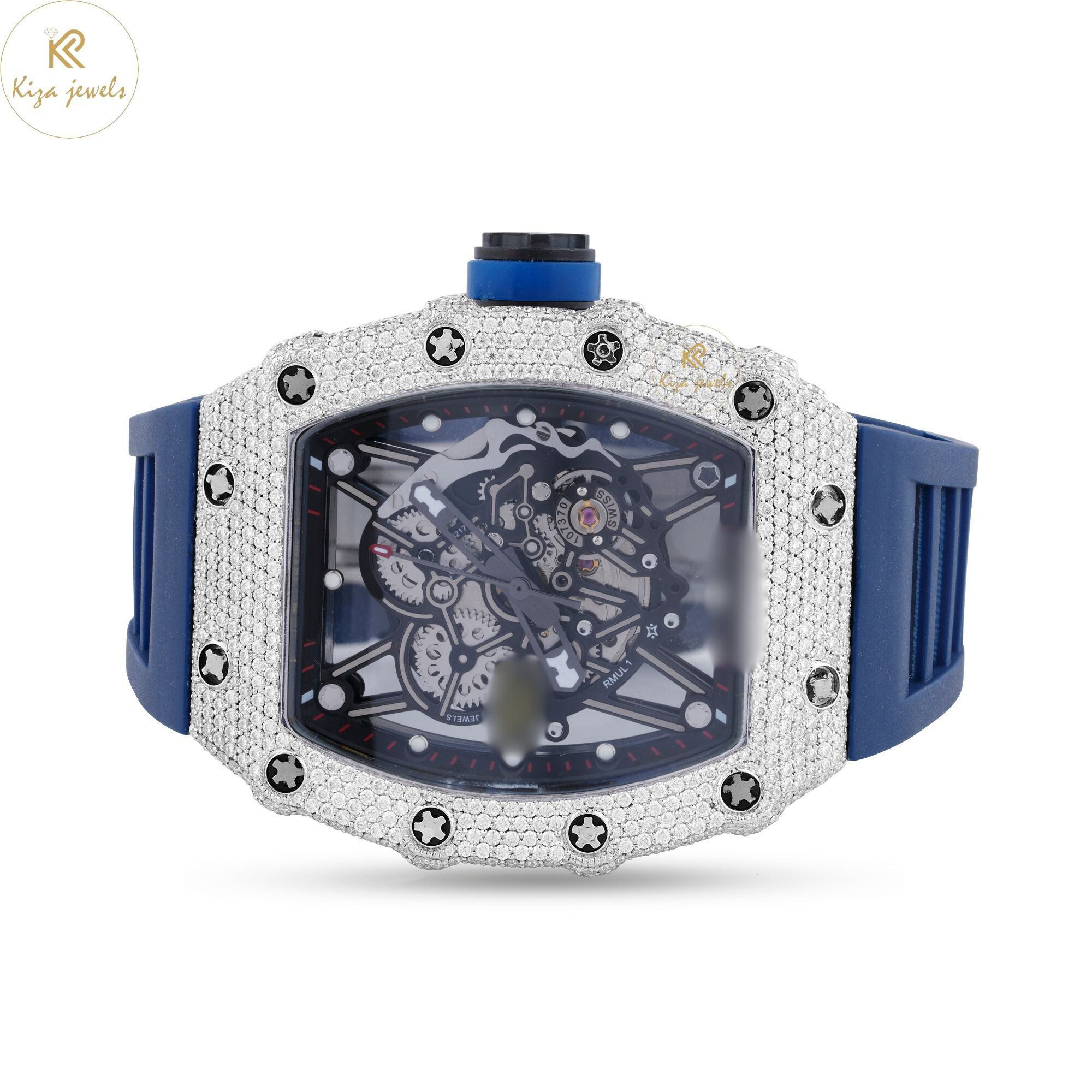 9.58 TDW Round Cut Men's Diamond Watch