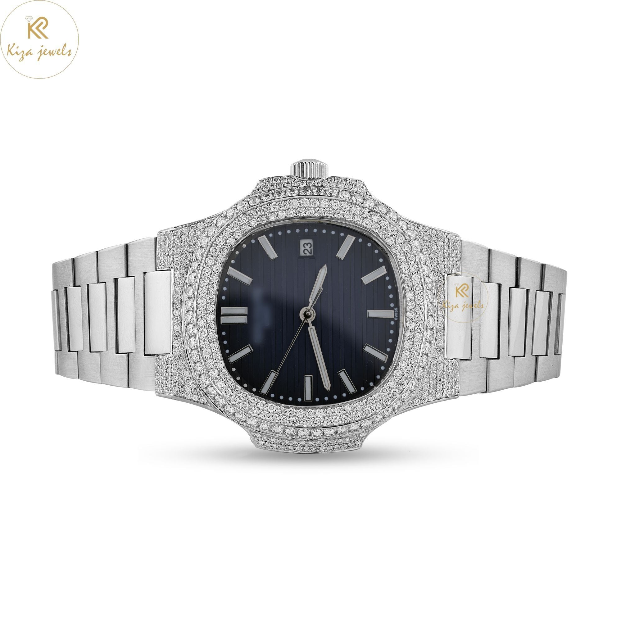 4.11 TDW Round Cut Men's Diamond Watch