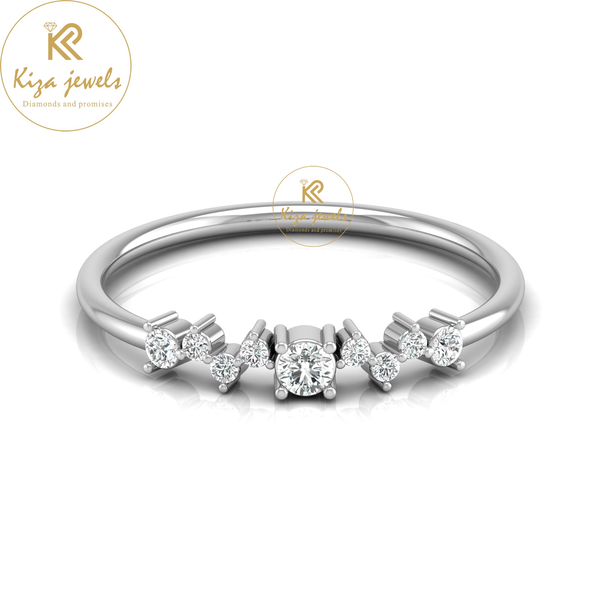 0.15 TDW Round Cut Diamond Minimalist Ring