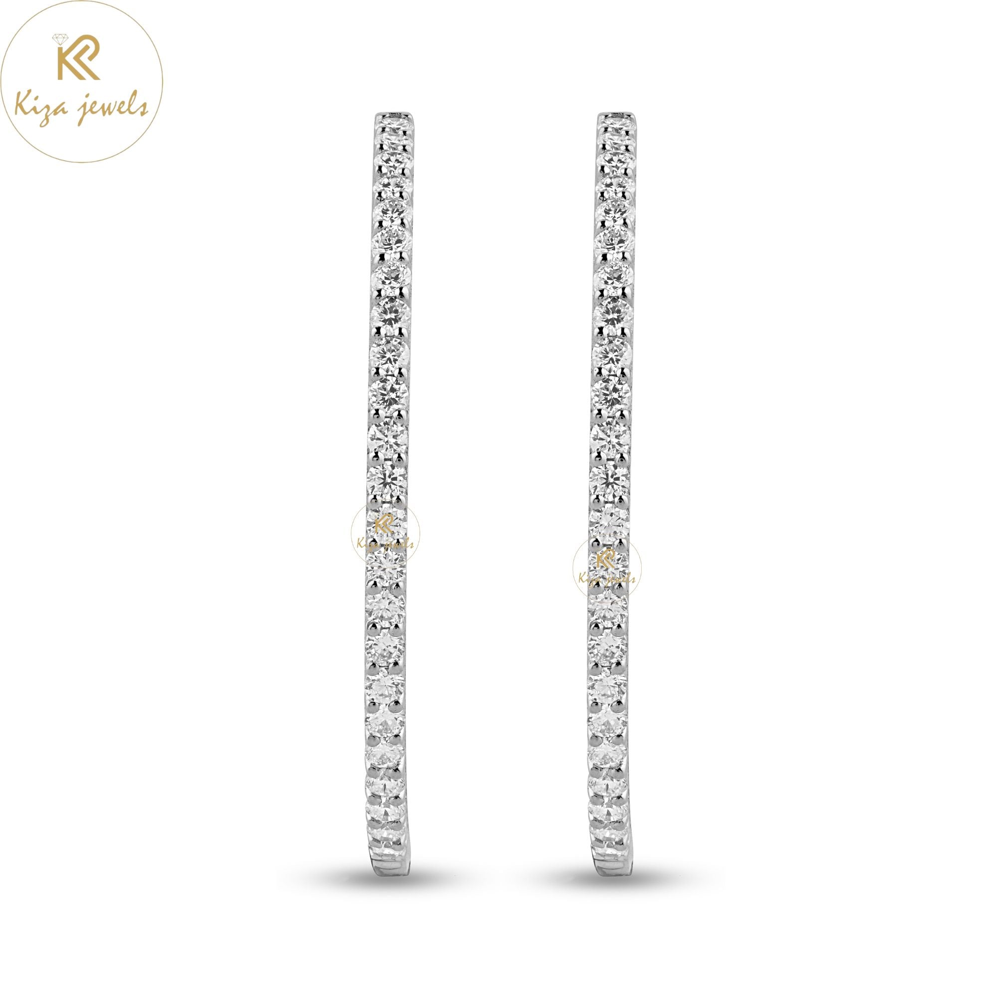 1.44 TDW Round Cut Diamond Hoop Earring