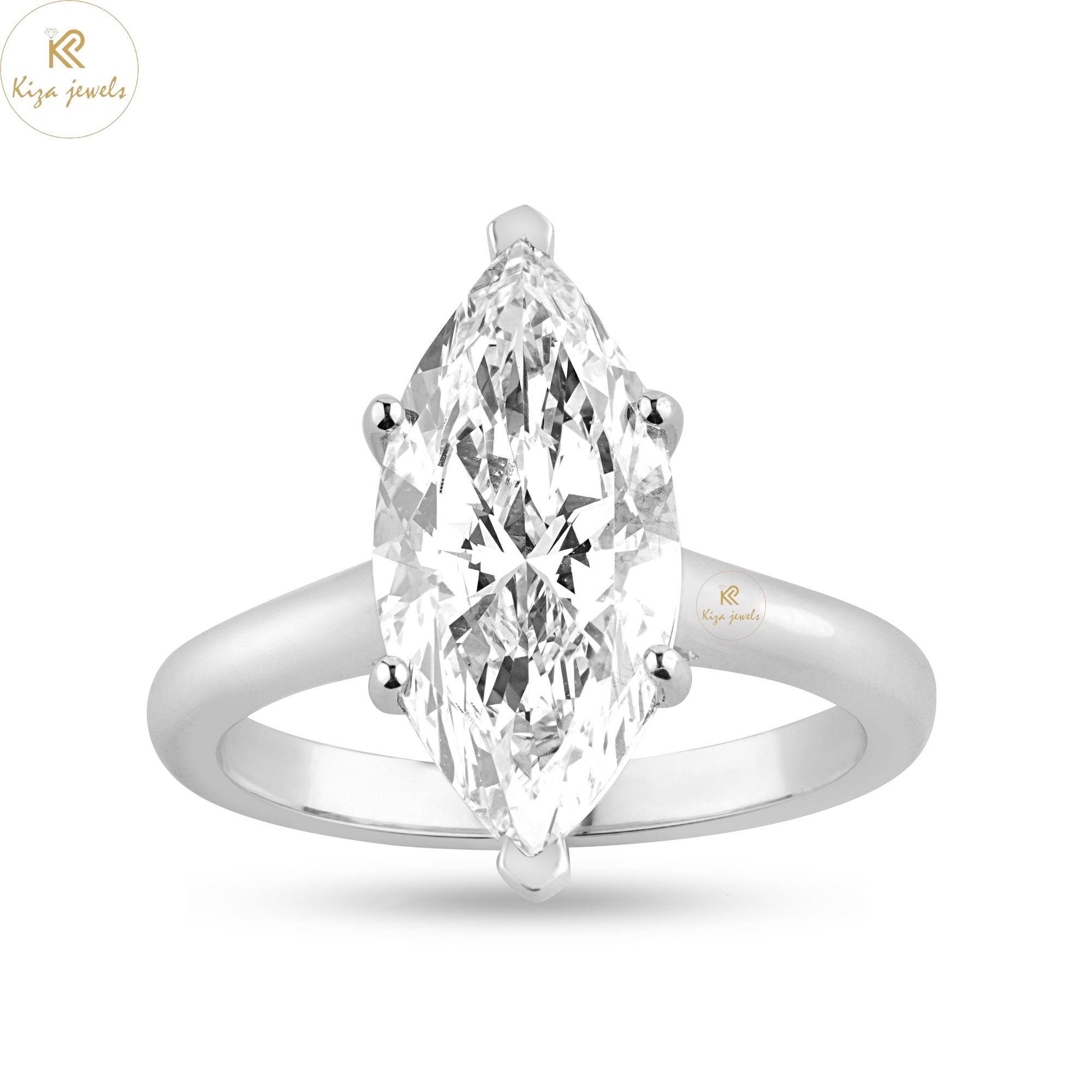 3.08 TDW Marquise Cut Diamond Women's Solitaire Ring