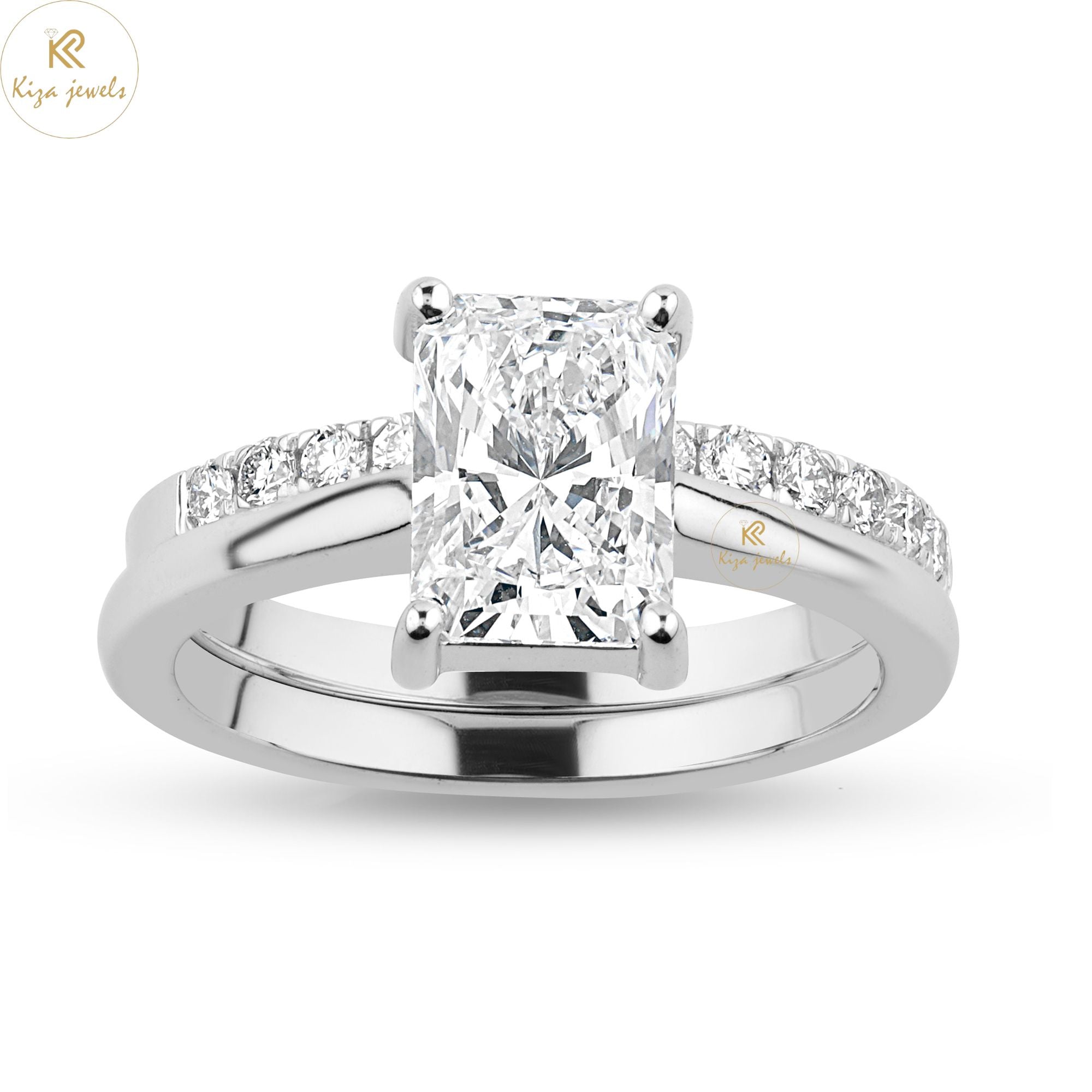 1.70 TDW Radiant & Round Diamond Cut Ring With band