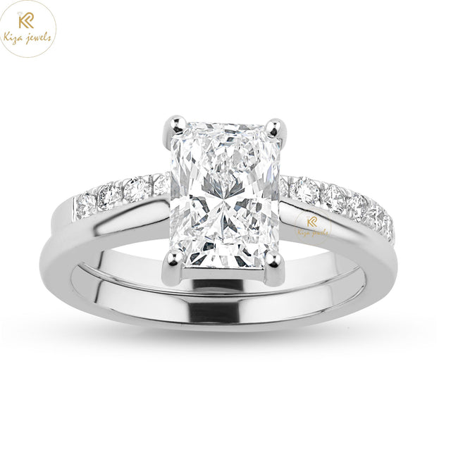 1.70 TDW Radiant & Round Diamond Cut Ring With band