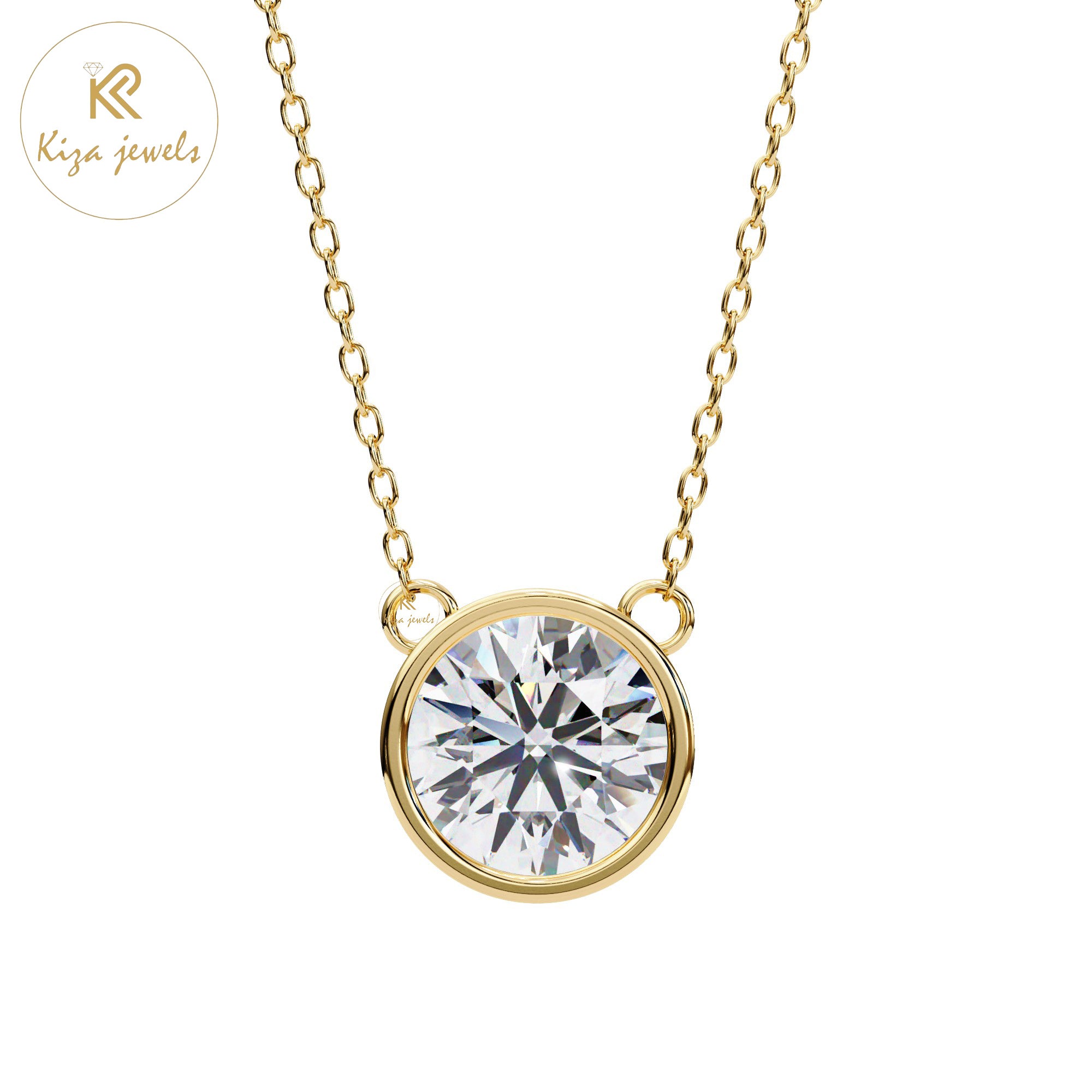 0.84 TDW Round Cut Diamond Solitaire Pendant With Chain