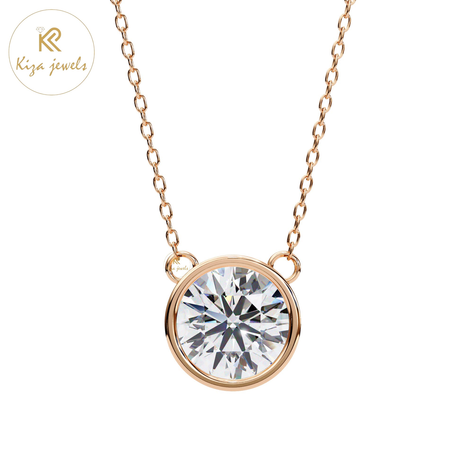 0.84 TDW Round Cut Diamond Solitaire Pendant With Chain