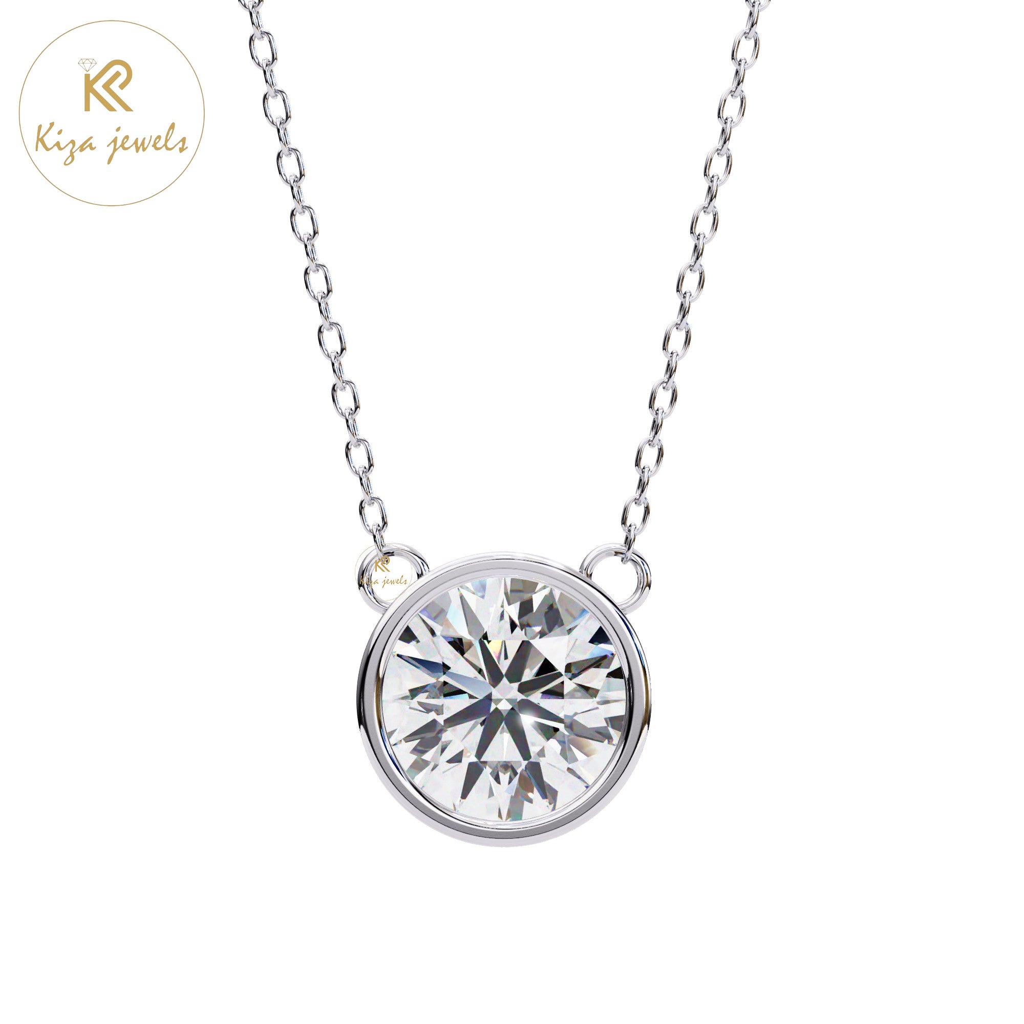 0.84 TDW Round Cut Diamond Solitaire Pendant With Chain