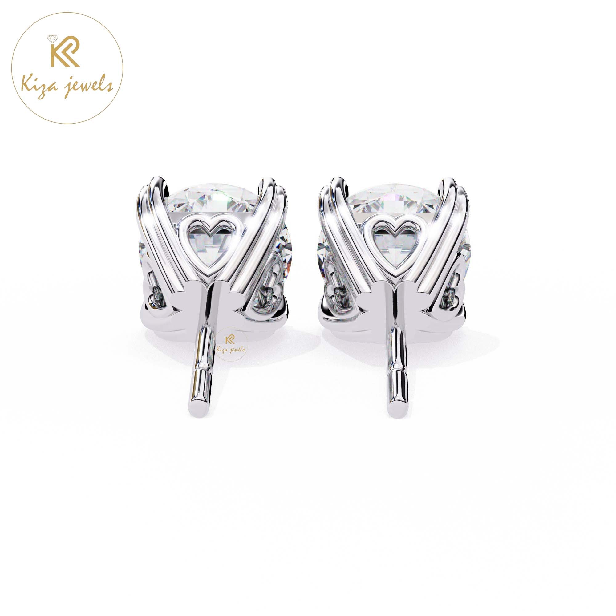 2.57 TDW Round Cut Diamond Women's Stud Earring