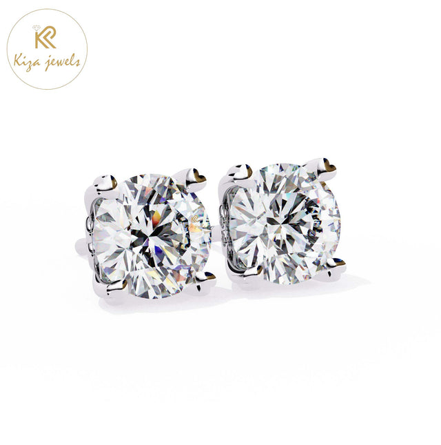 2.57 TDW Round Cut Diamond Women's Stud Earring