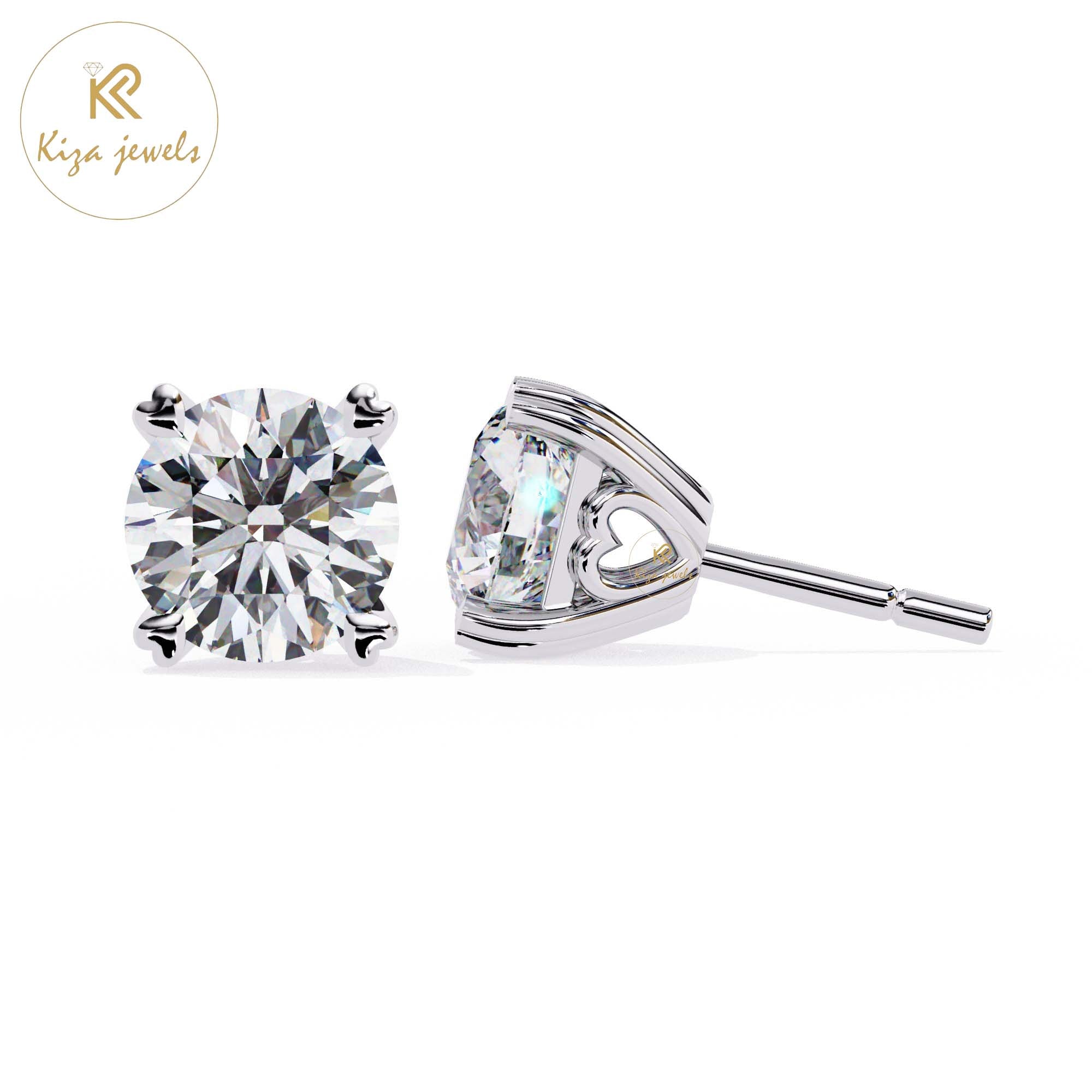 2.57 TDW Round Cut Diamond Women's Stud Earring