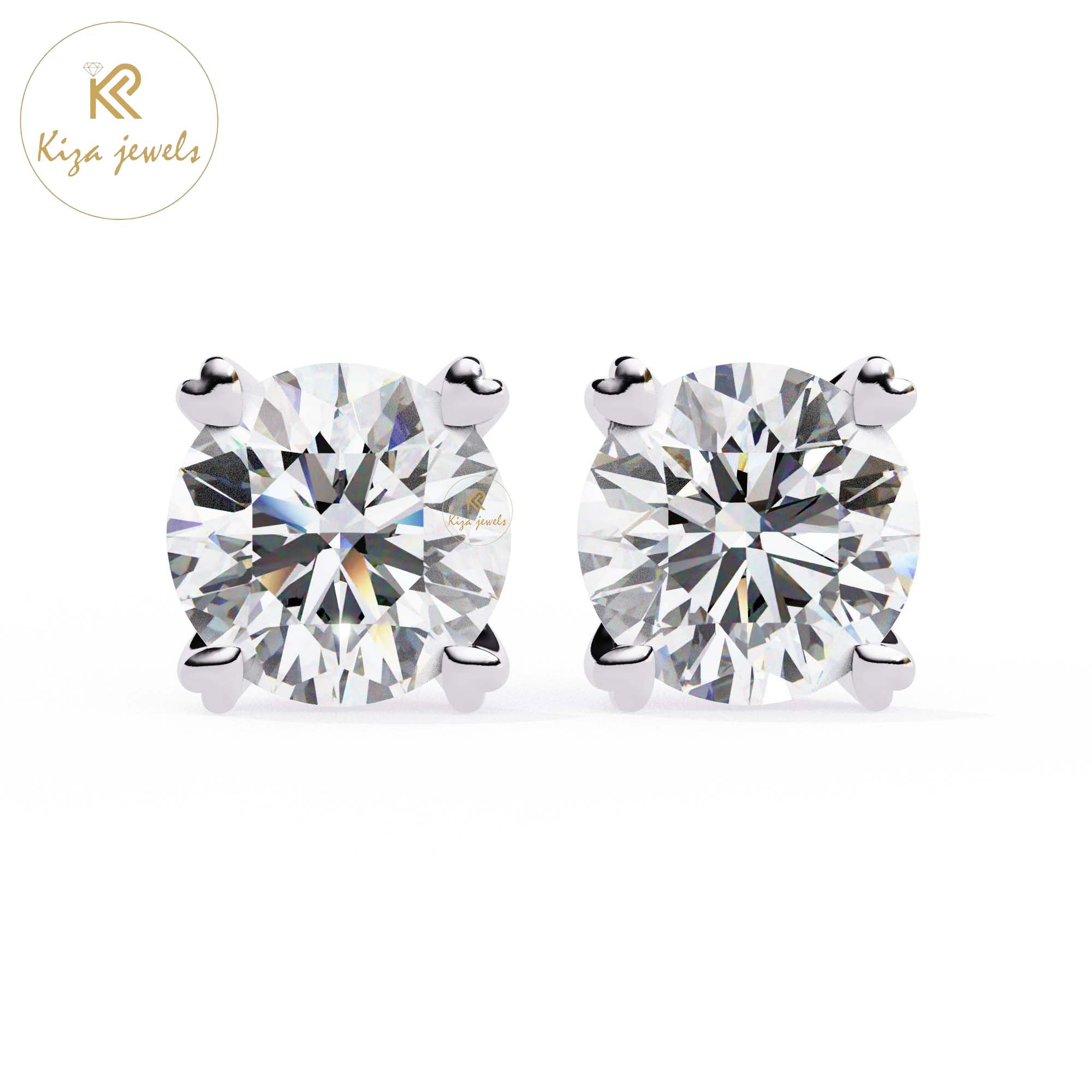 2.57 TDW Round Cut Diamond Women's Stud Earring