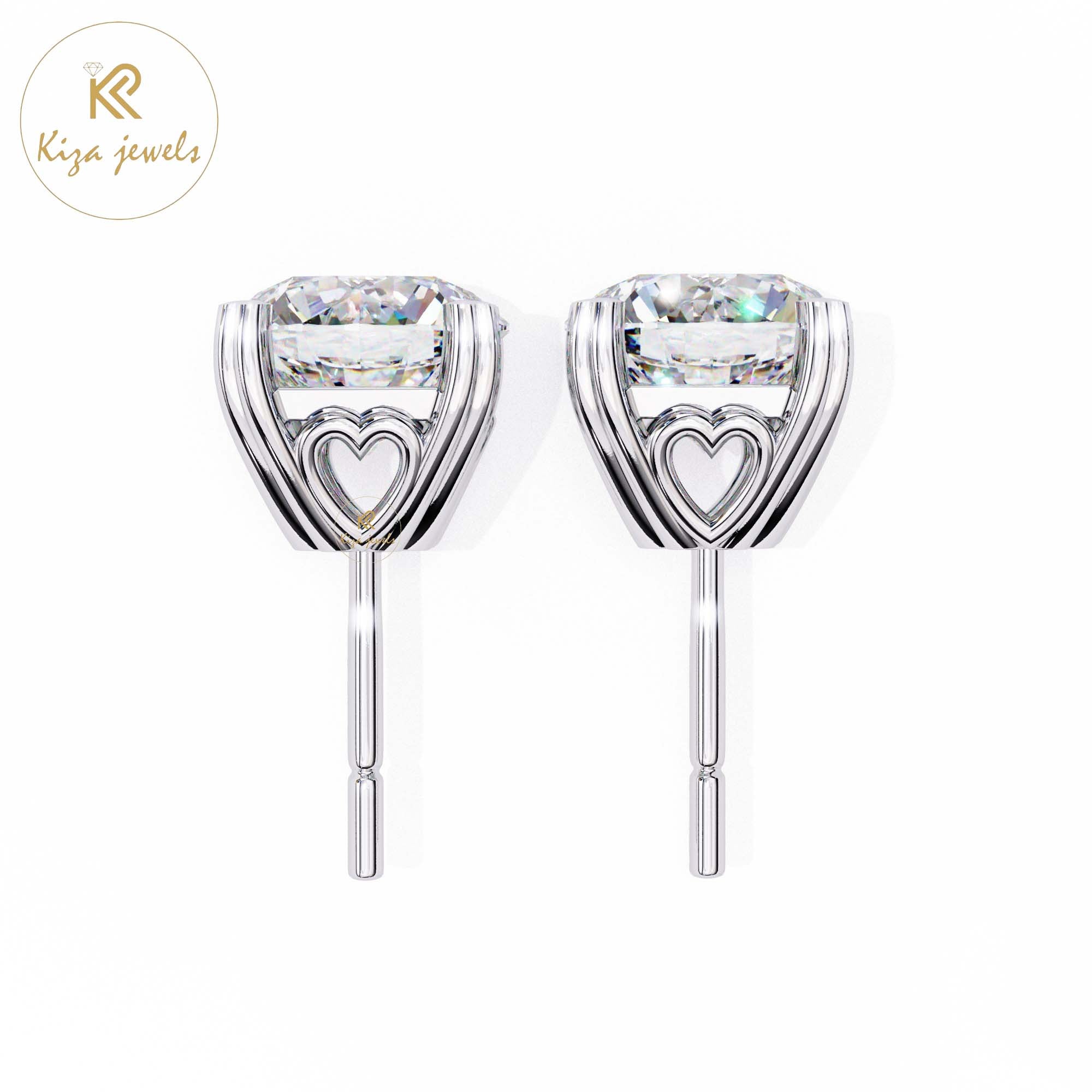 2.57 TDW Round Cut Diamond Women's Stud Earring