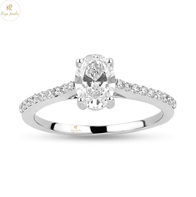 1.28 TDW Oval and Round Cut Women's Engagement Diamond Ring