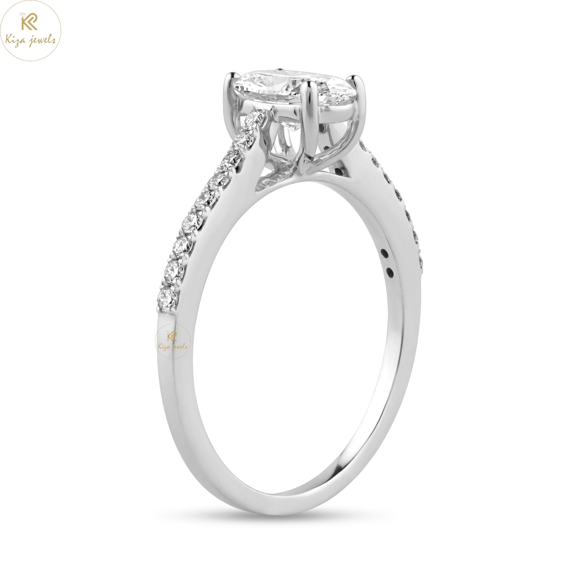 1.28 TDW Oval and Round Cut Women's Engagement Diamond Ring