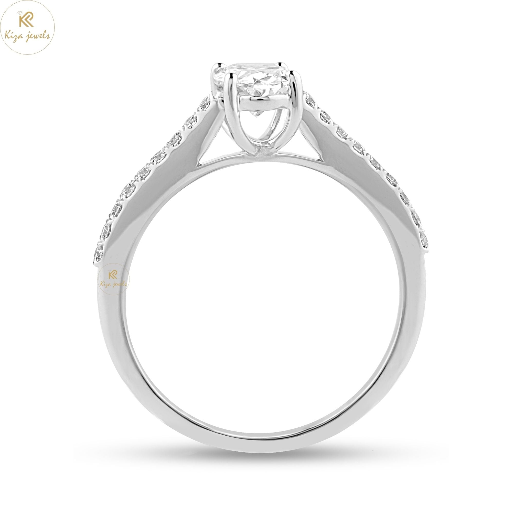 1.28 TDW Oval and Round Cut Women's Engagement Diamond Ring