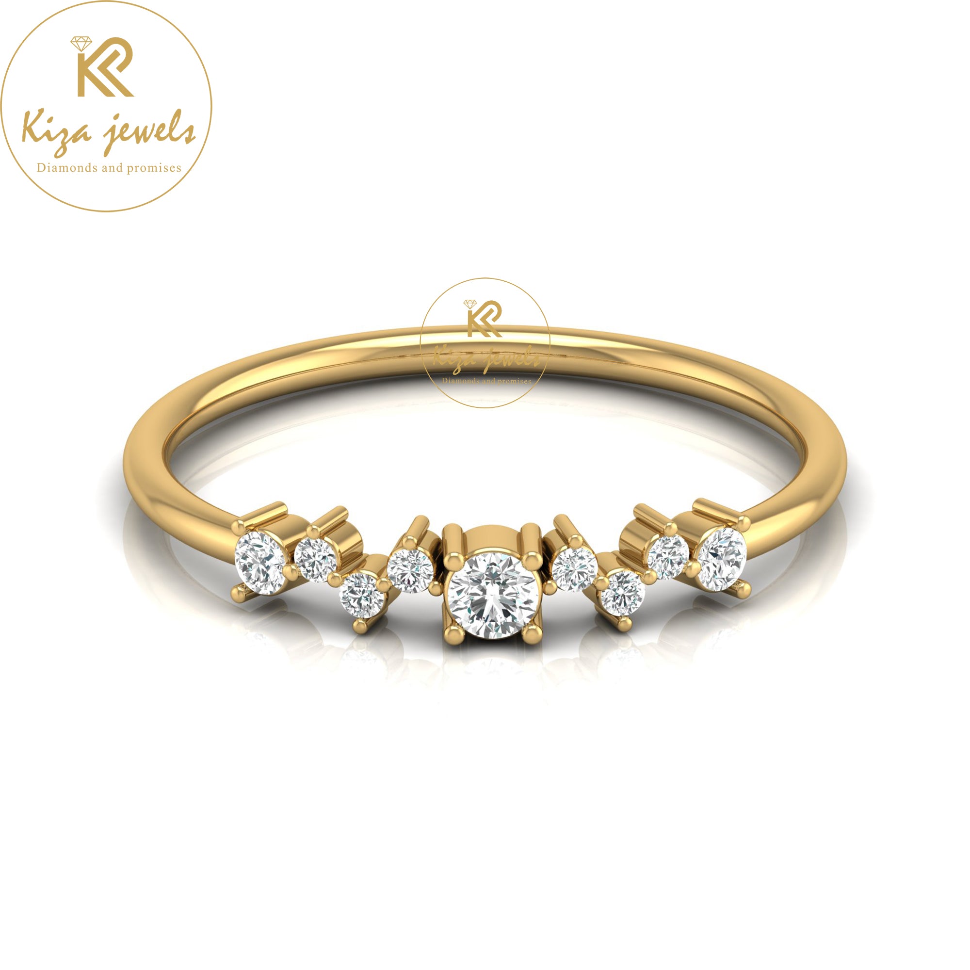 0.15 TDW Round Cut Diamond Minimalist Ring