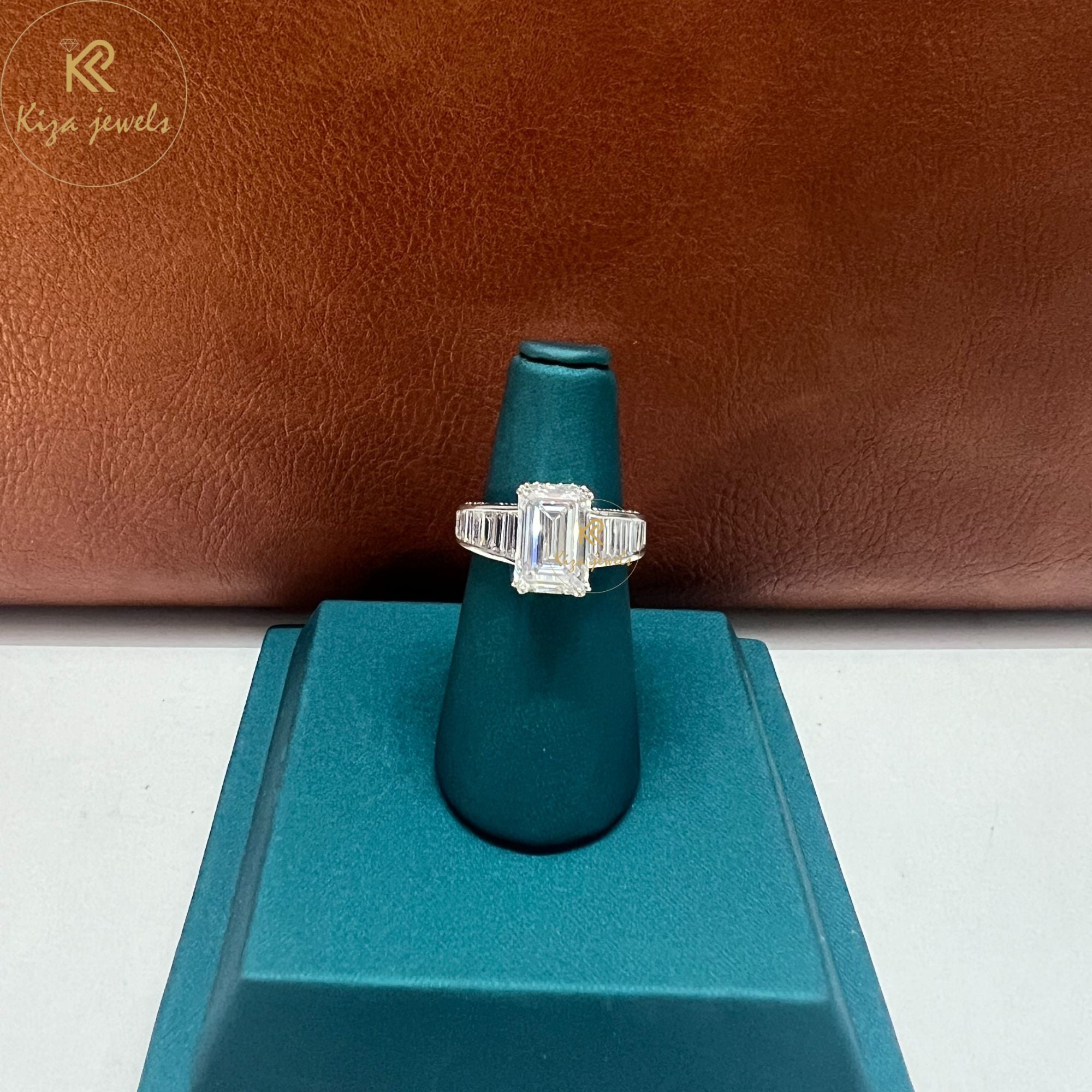 5.70 TDW Emerald, Baguette & Round Cut Women's Engagement Diamond Ring