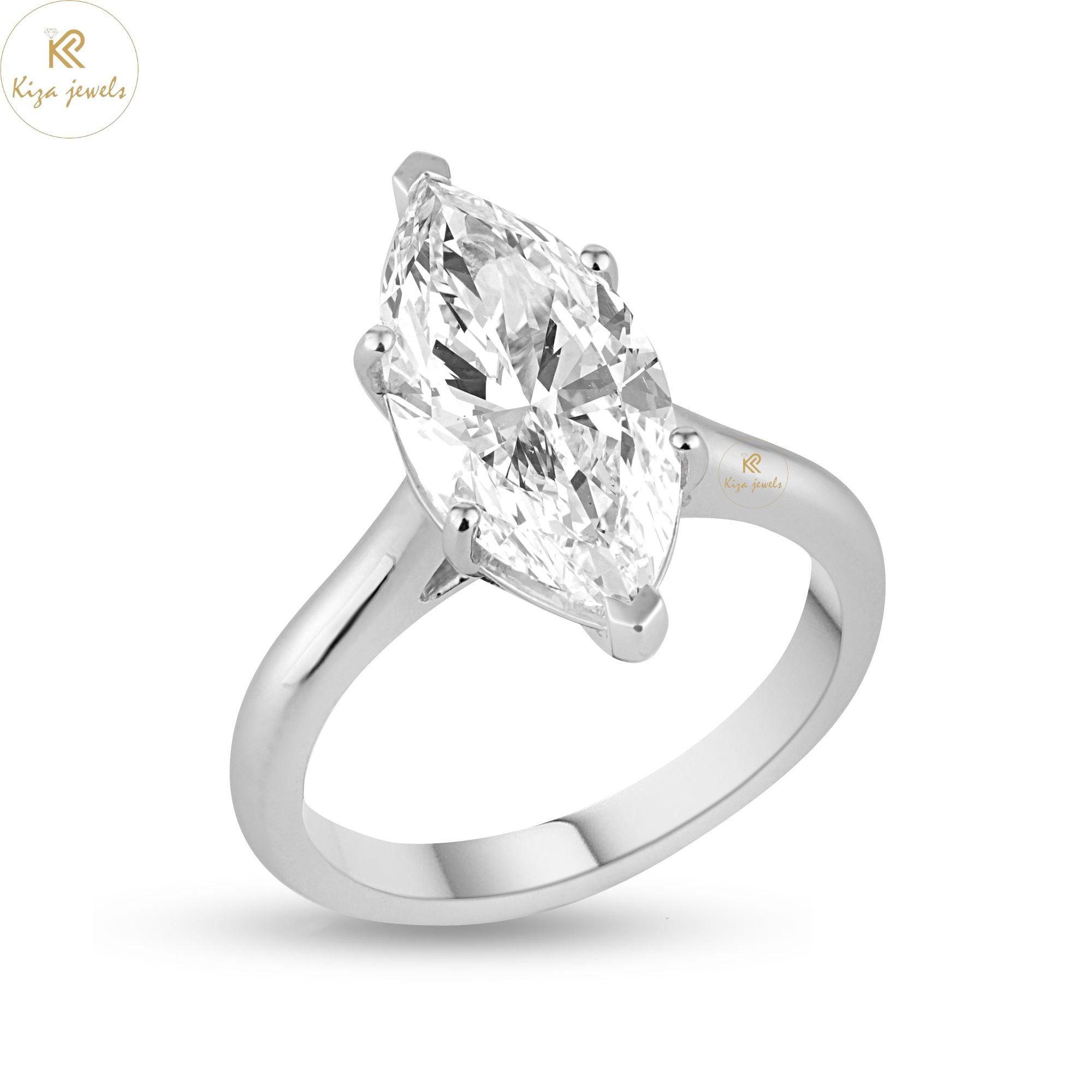 3.08 TDW Marquise Cut Diamond Women's Solitaire Ring