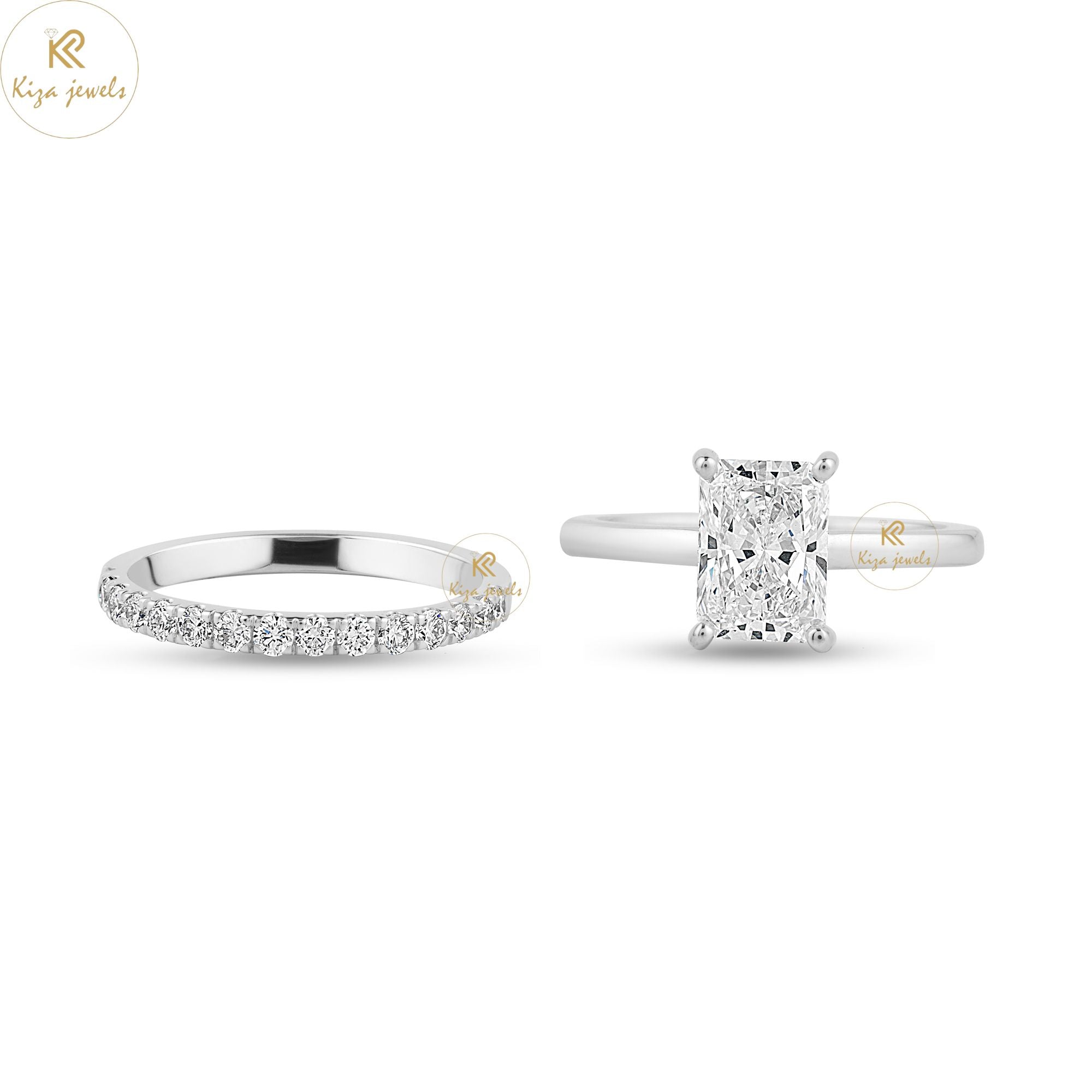 1.70 TDW Radiant & Round Diamond Cut Ring With band