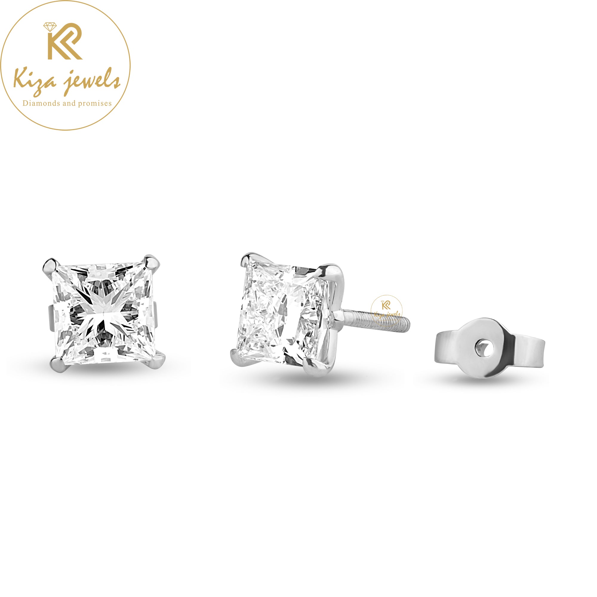 1.35 TDW Princess Cut Diamond Stud Earring