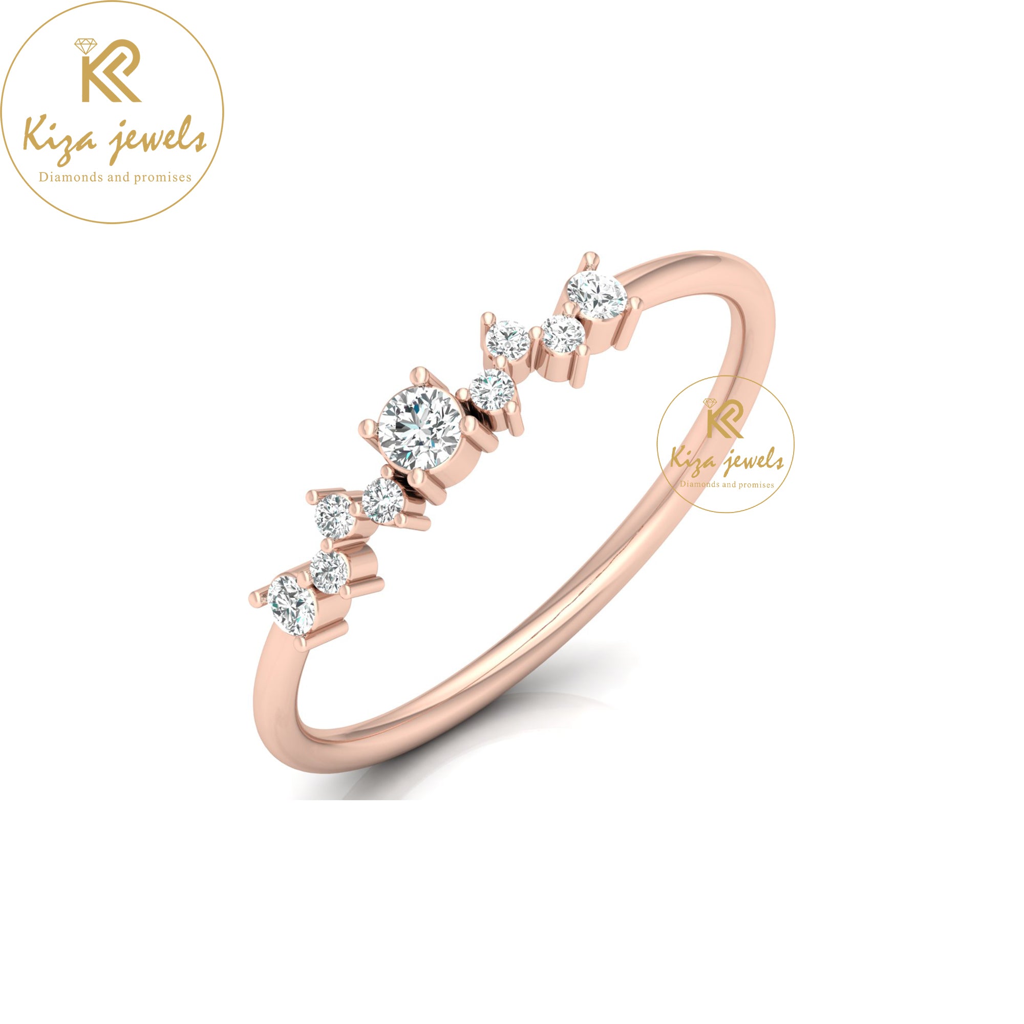 0.15 TDW Round Cut Diamond Minimalist Ring