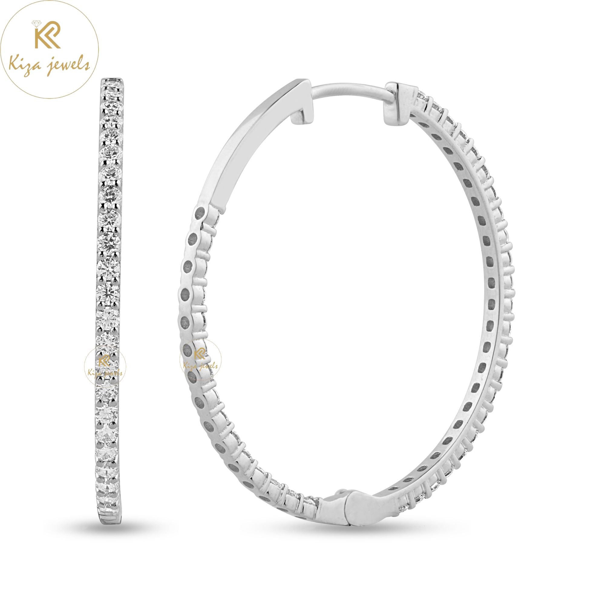 1.44 TDW Round Cut Diamond Hoop Earring