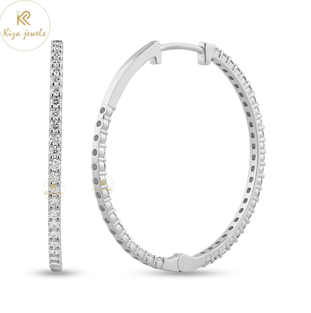 1.44 TDW Round Cut Diamond Hoop Earring