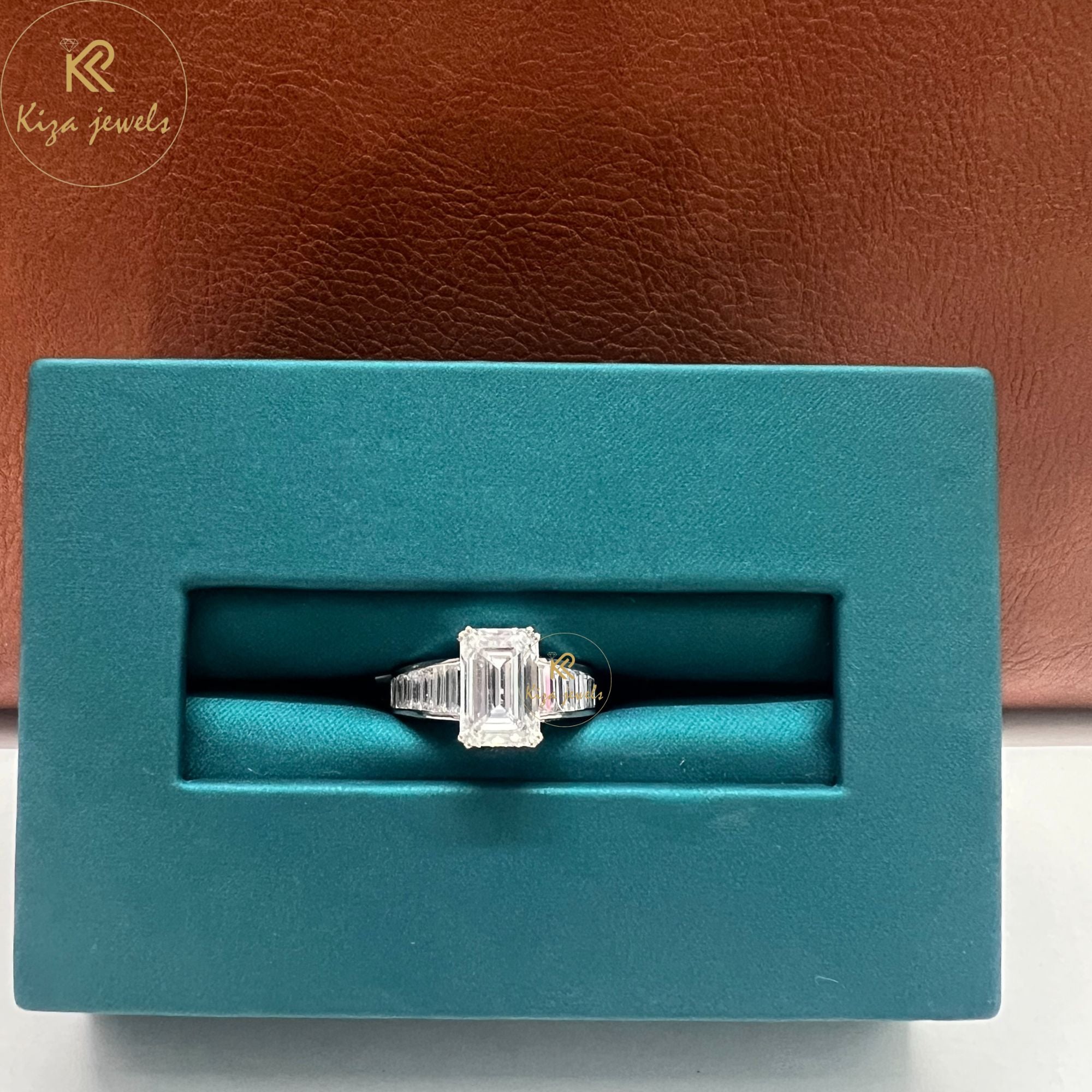 5.70 TDW Emerald, Baguette & Round Cut Women's Engagement Diamond Ring