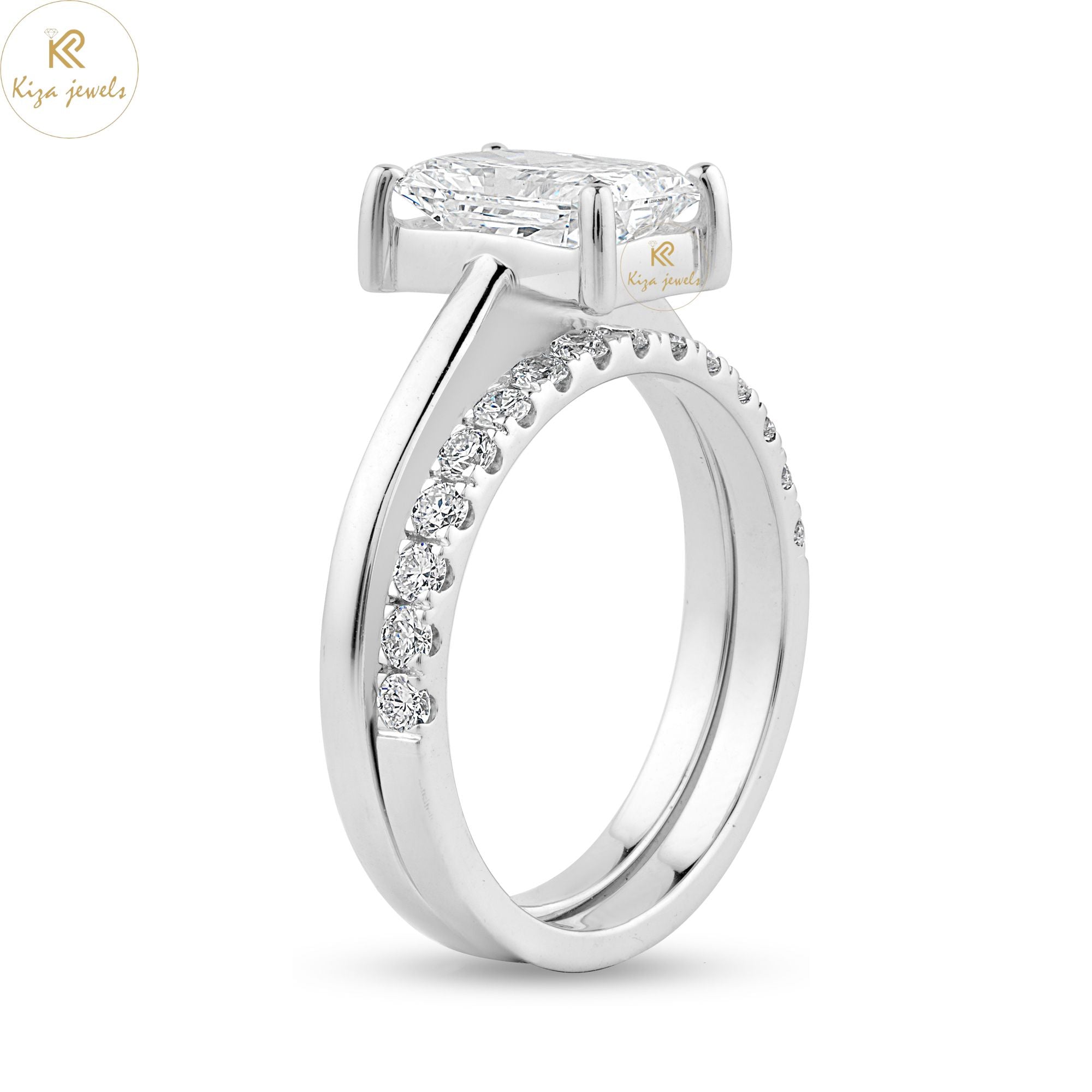 1.70 TDW Radiant & Round Diamond Cut Ring With band