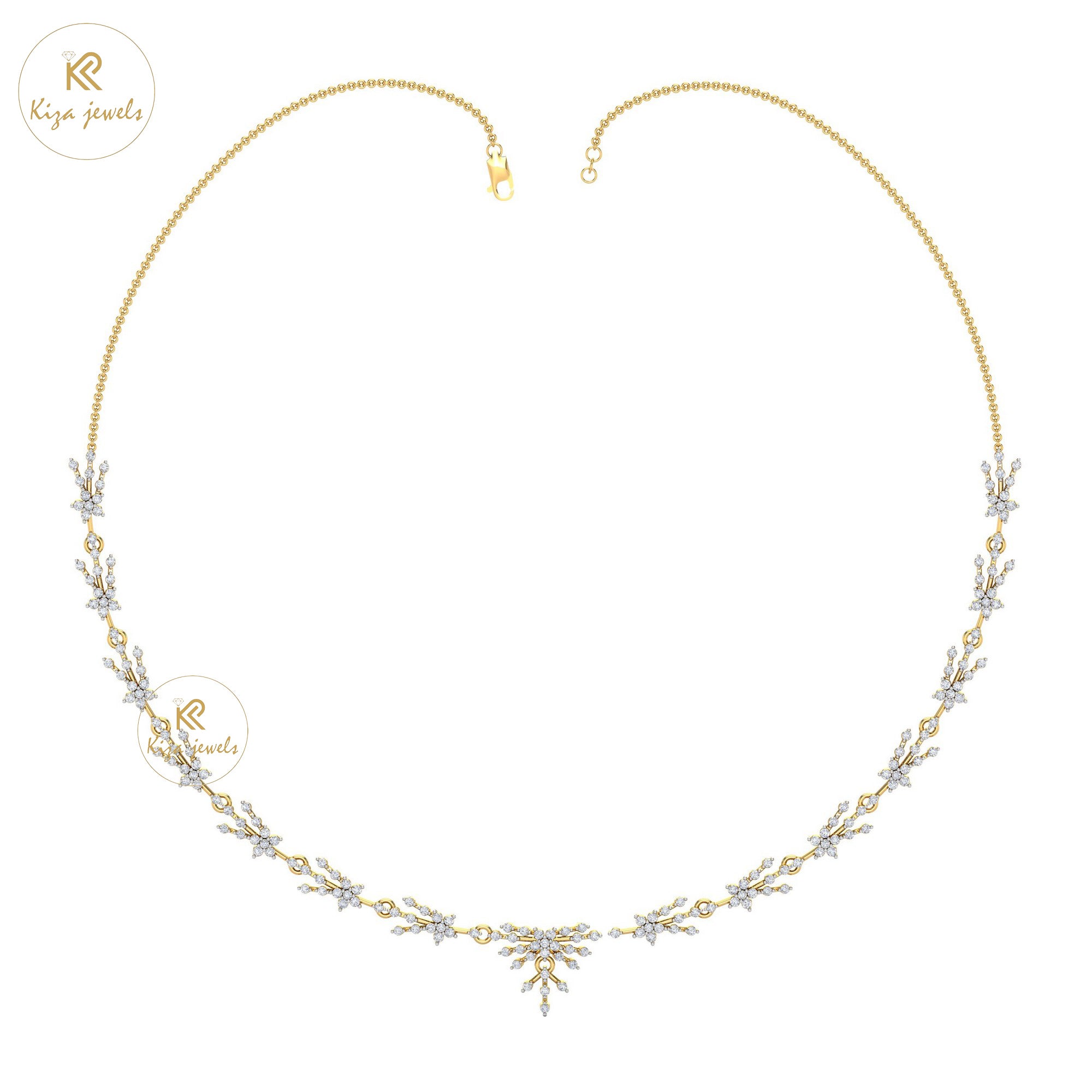 2.33 TDW Round Cut Diamond Yellow Gold Charm Necklace