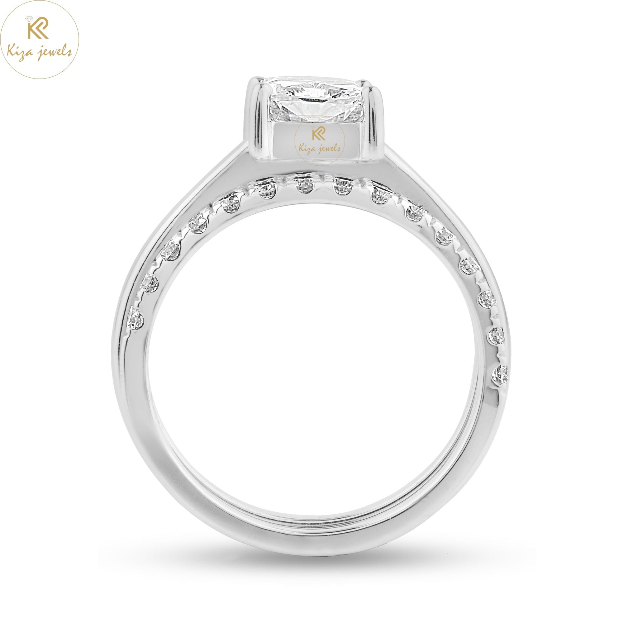 1.70 TDW Radiant & Round Diamond Cut Ring With band