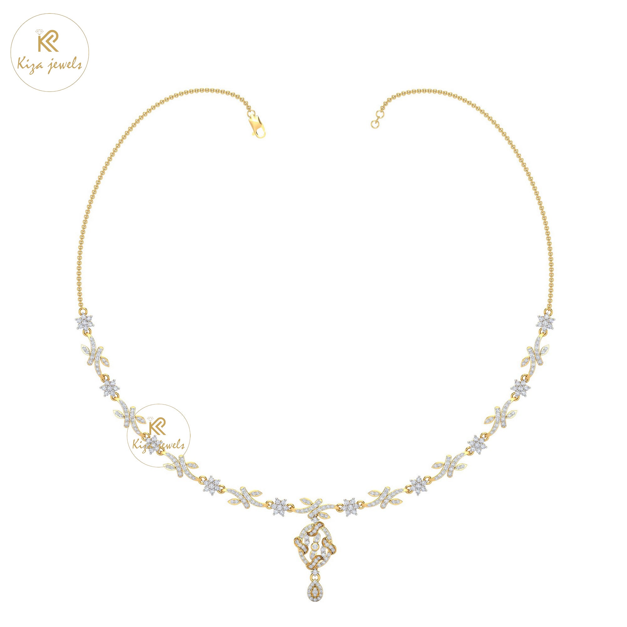 2.685 TDW Round Cut Diamond Yellow Gold Charm Necklace