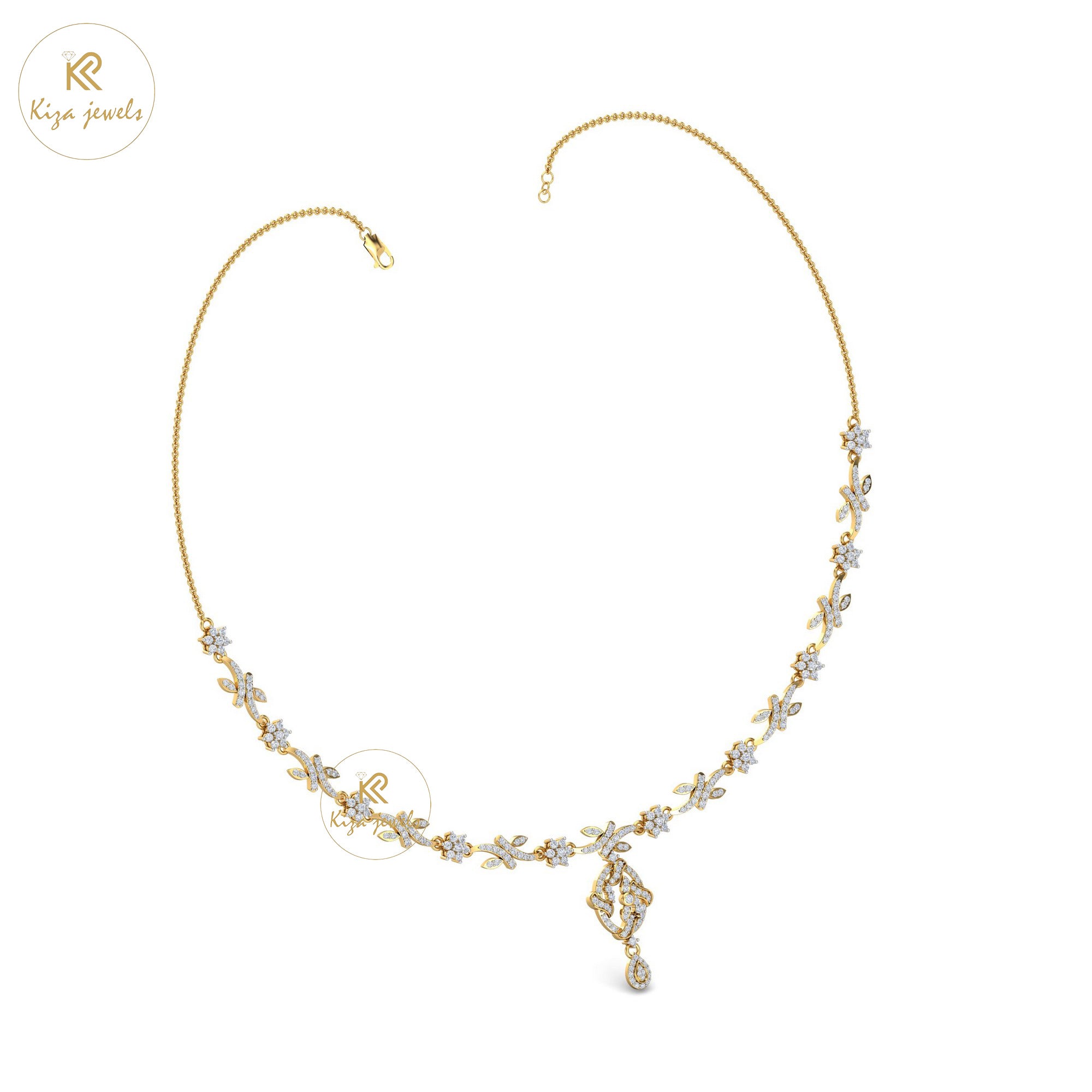 2.685 TDW Round Cut Diamond Yellow Gold Charm Necklace