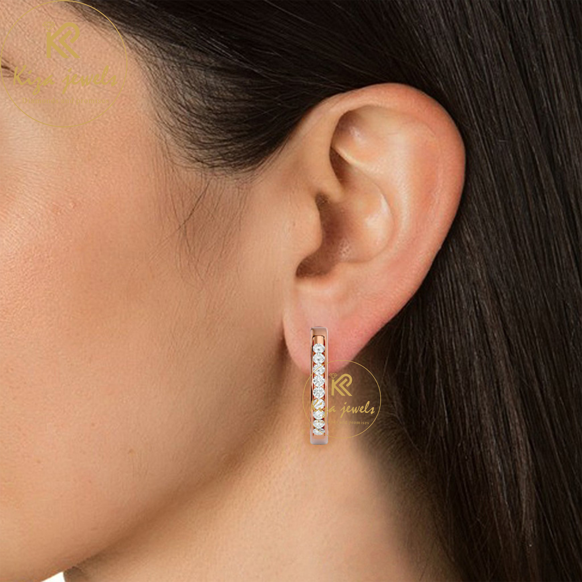 0.52 TDW Round Cut Women's Diamond Hoop Earring