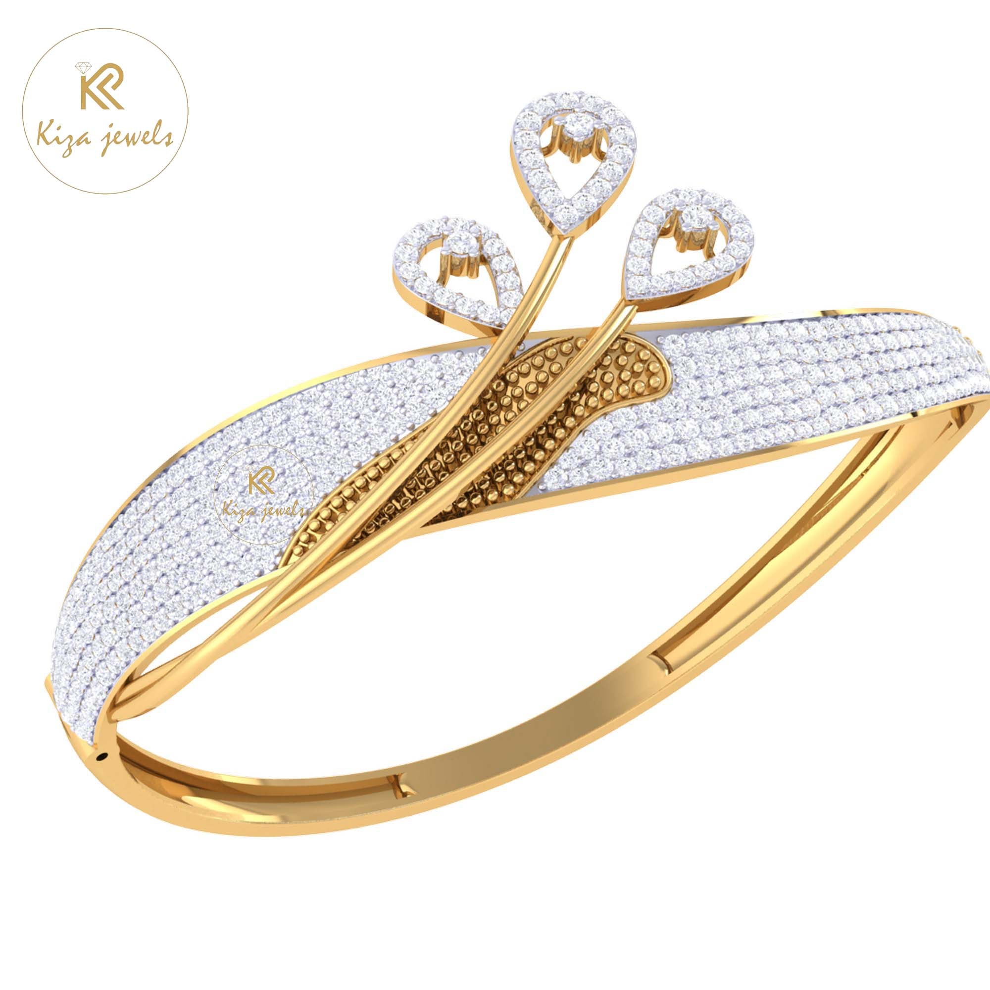 3.34 TDW Round Cut Diamond Women's Bangle Bracelet