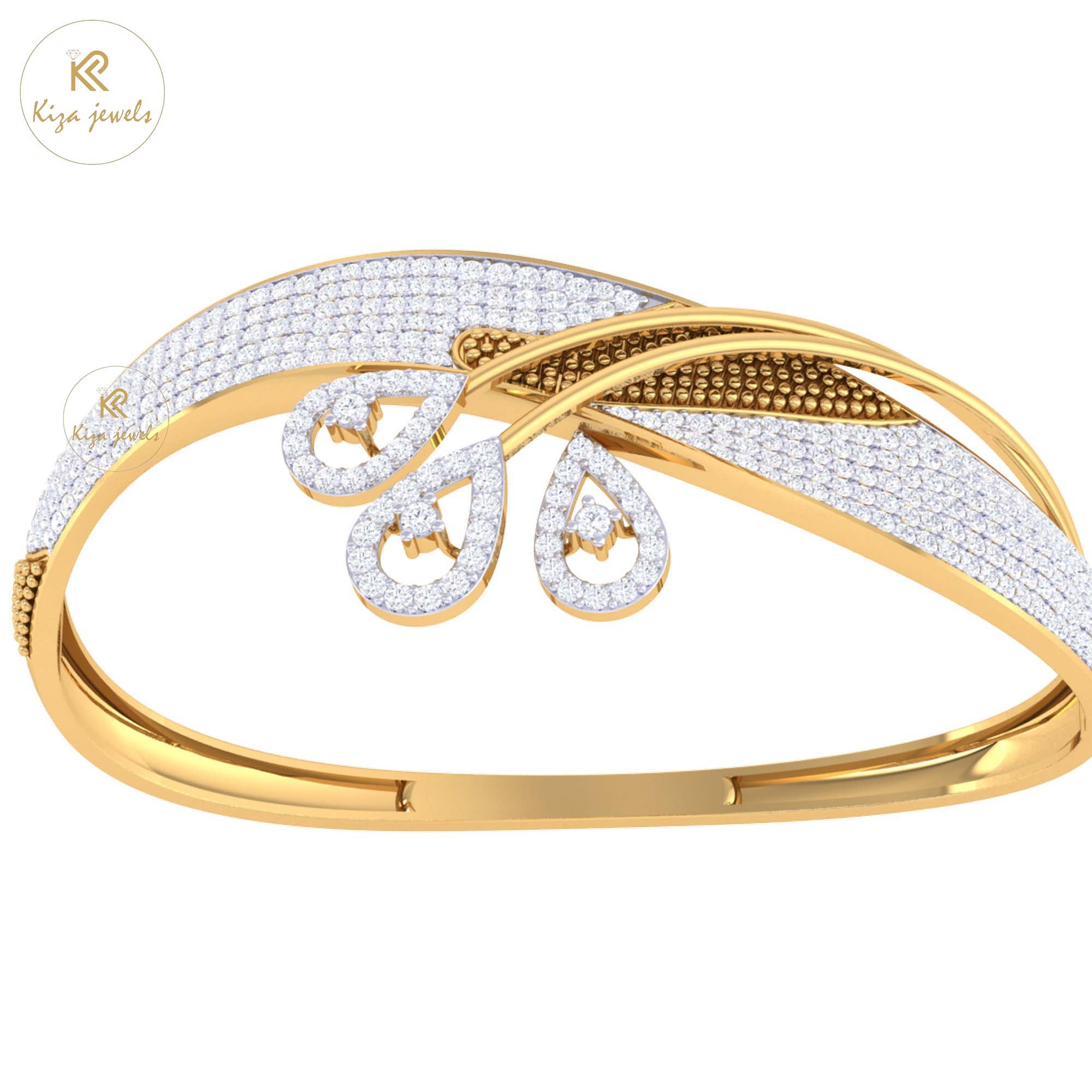 3.34 TDW Round Cut Diamond Women's Bangle Bracelet