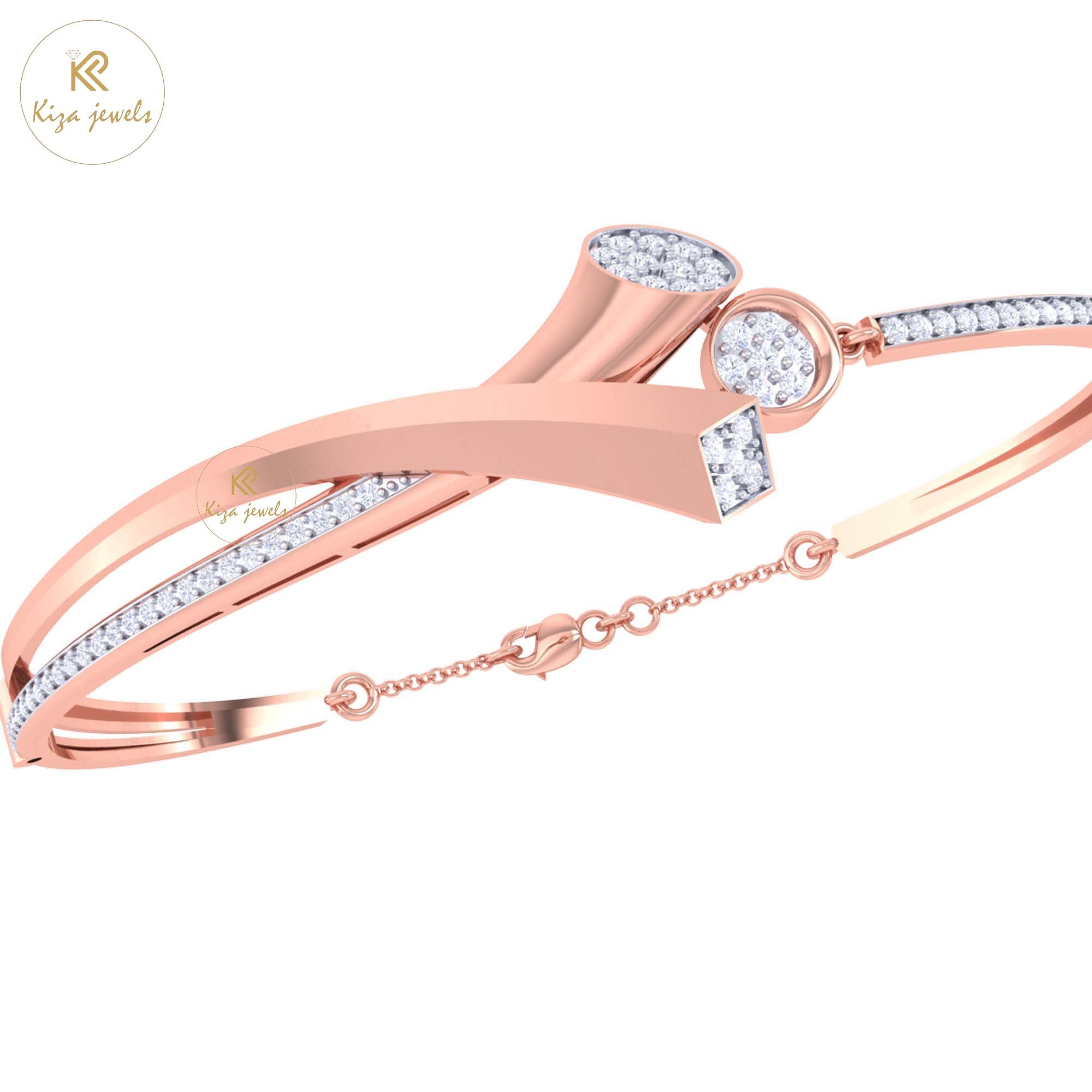 0.67 TDW Round Cut Diamond women's Bangle Bracelet