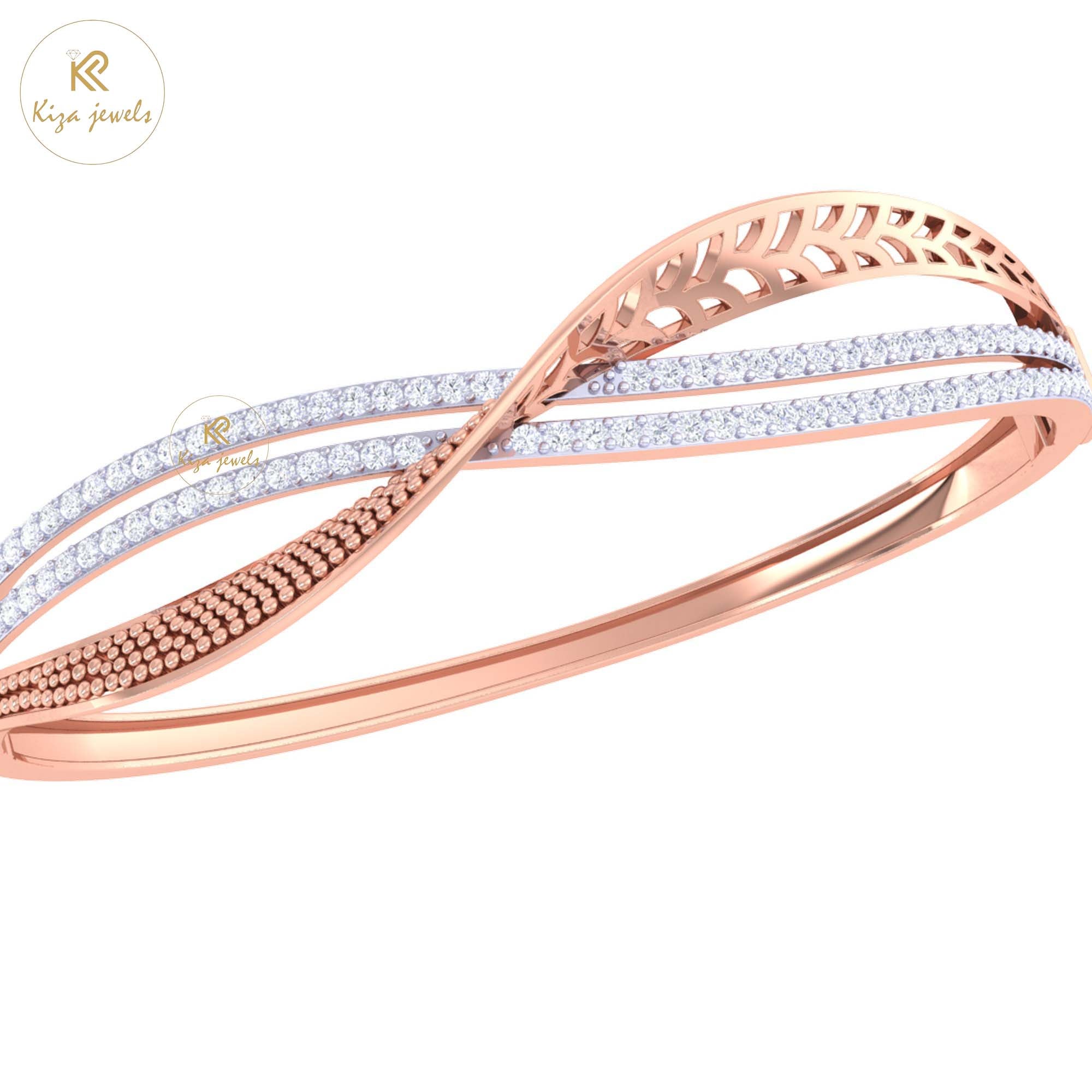 0.98 TDW Round Cut Diamond women's Bangle Bracelet