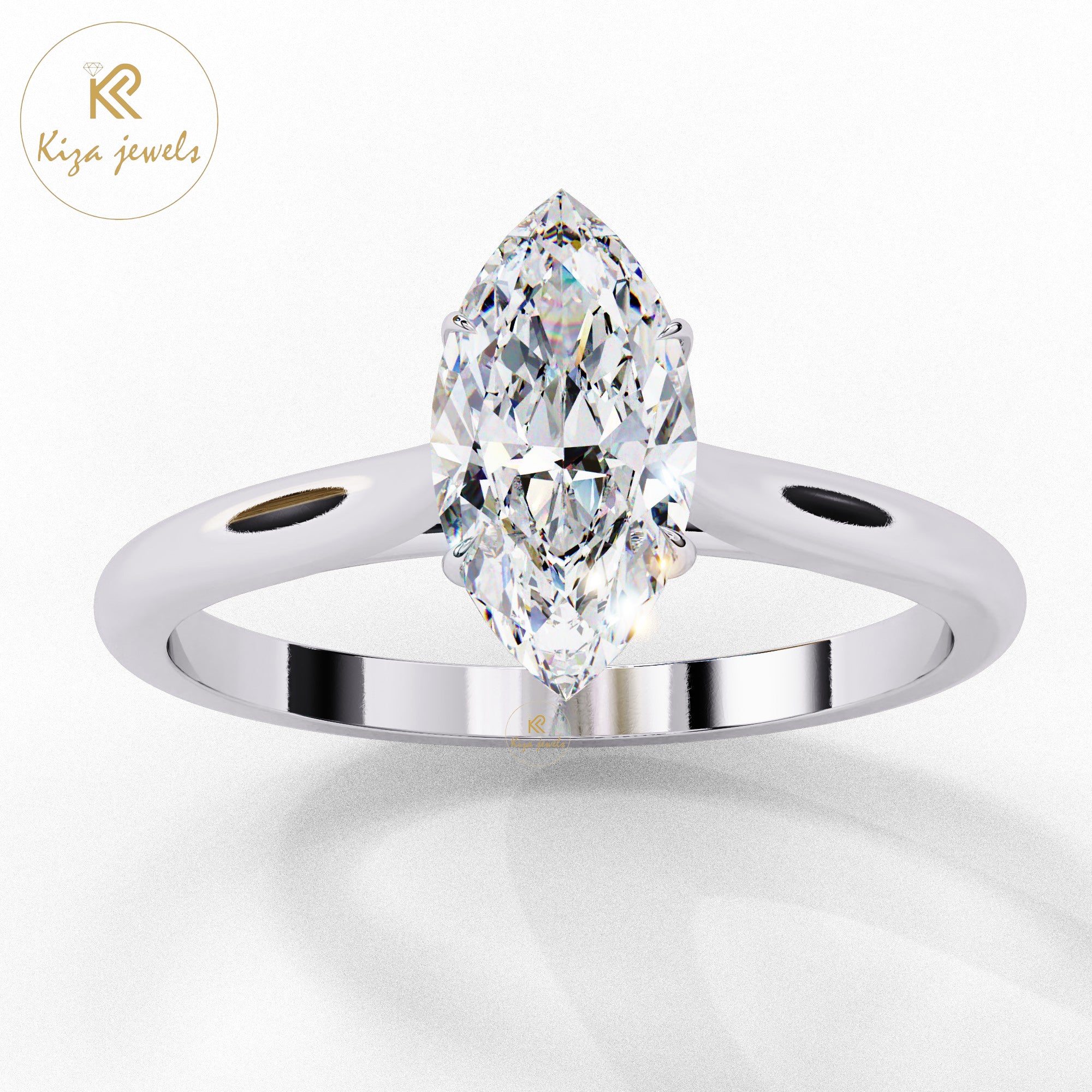 0.82 TDW Marquise Cut Women's Diamond Solitaire Ring