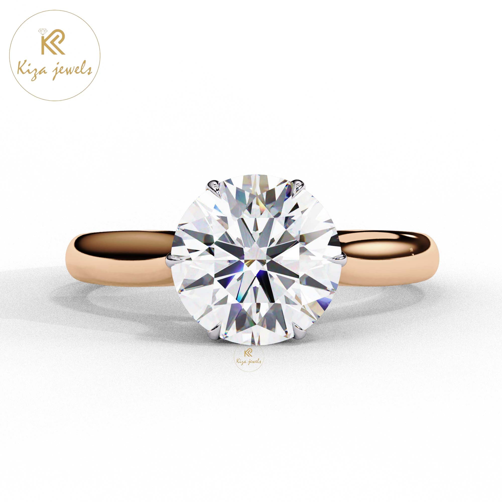 1.92 TDW Round Cut Women's Diamond Solitaire Ring