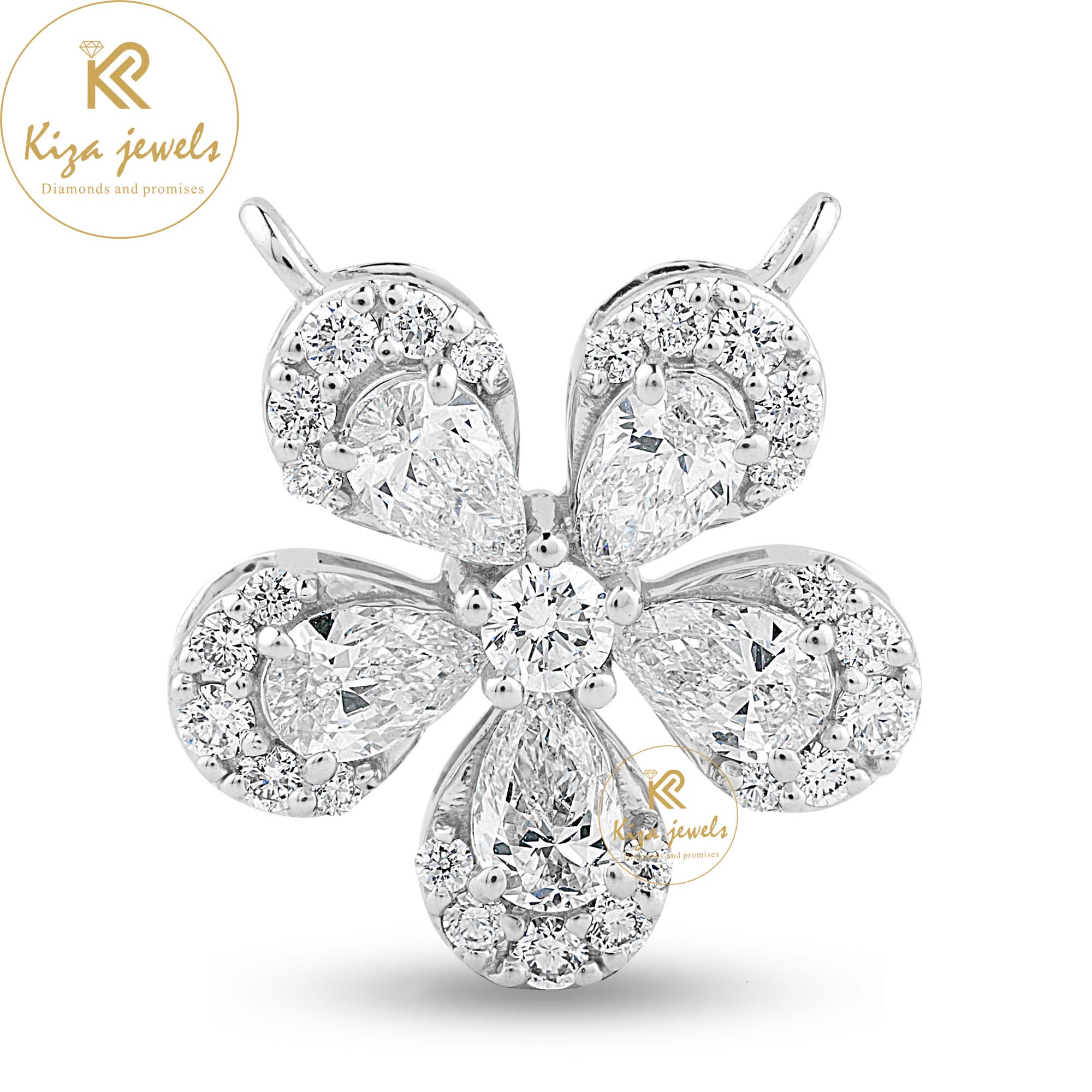 0.70 TDW Pear & Round Cut Diamond Custom Pendant